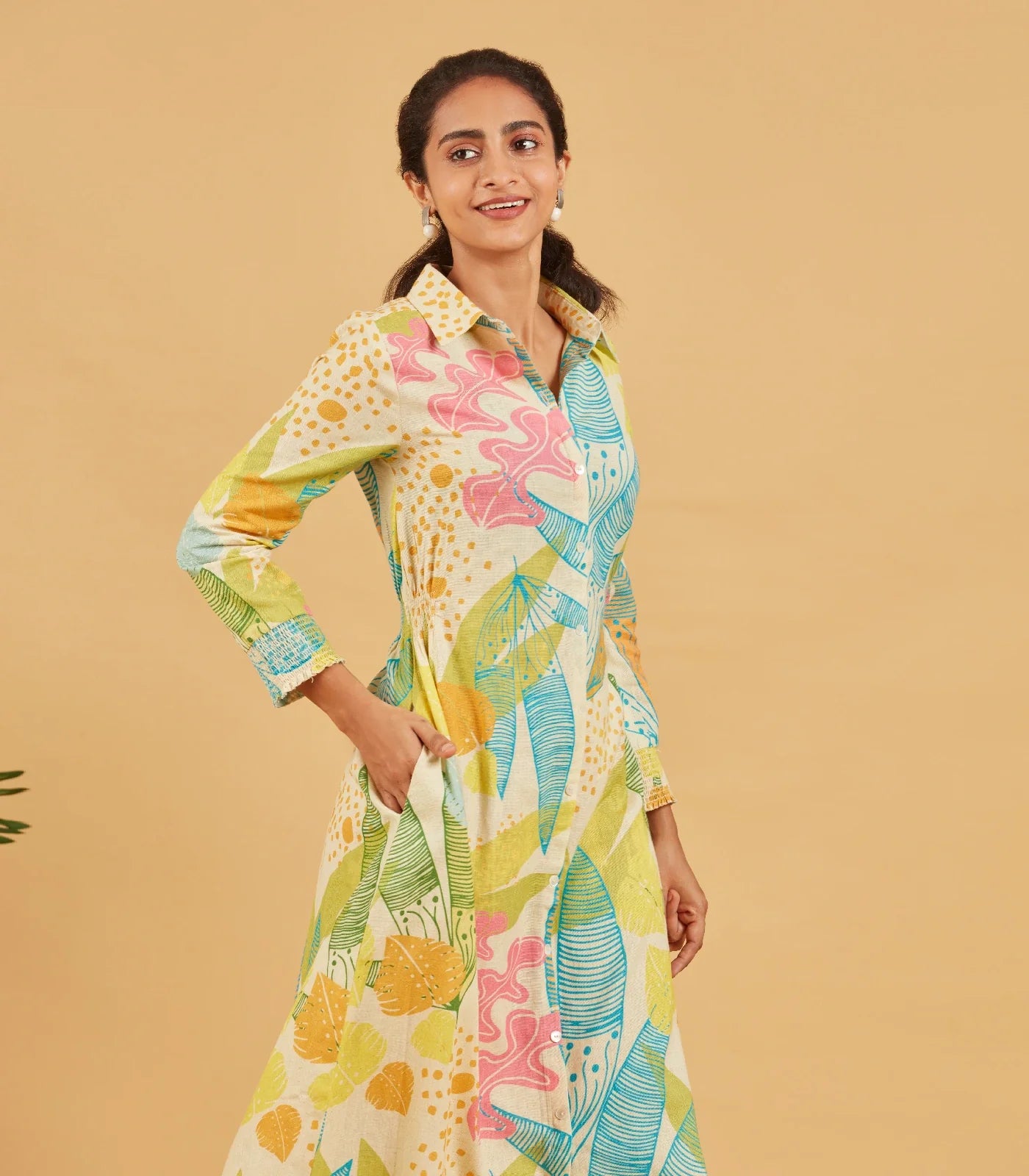 RmKV Silks Abstract Tropical Printed Dress