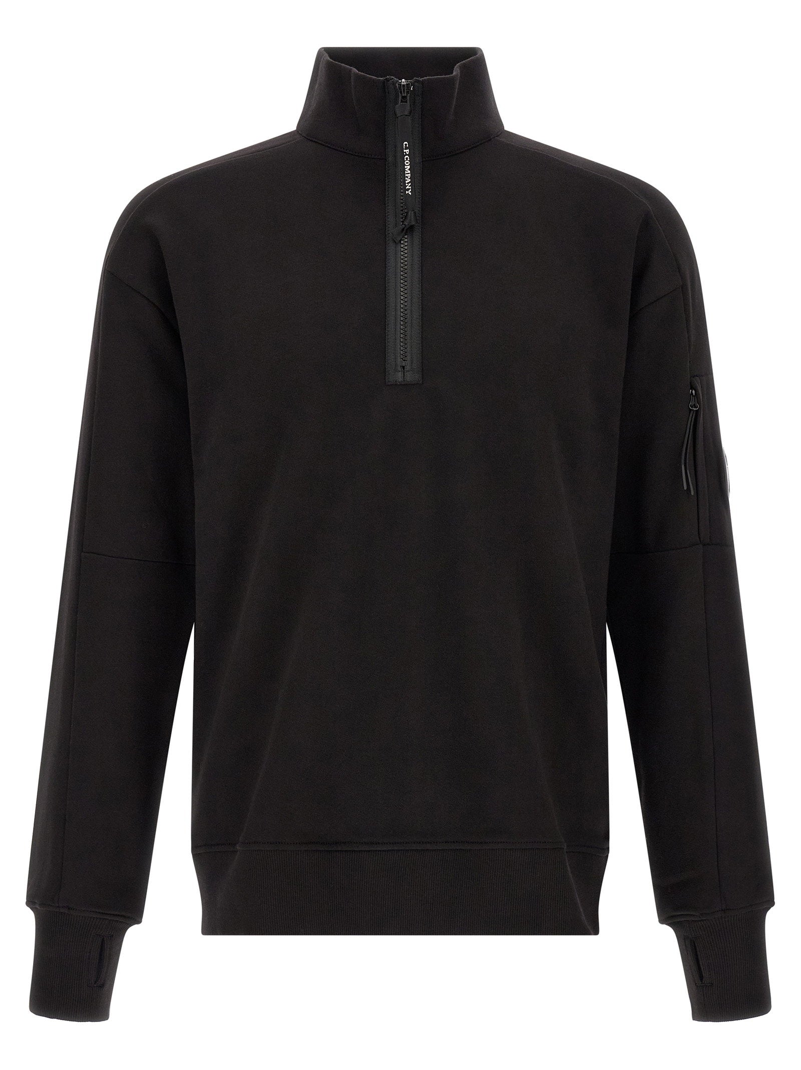 C.p. Company Diagonal Raised Fleece Sweatshirt And Lens Detail