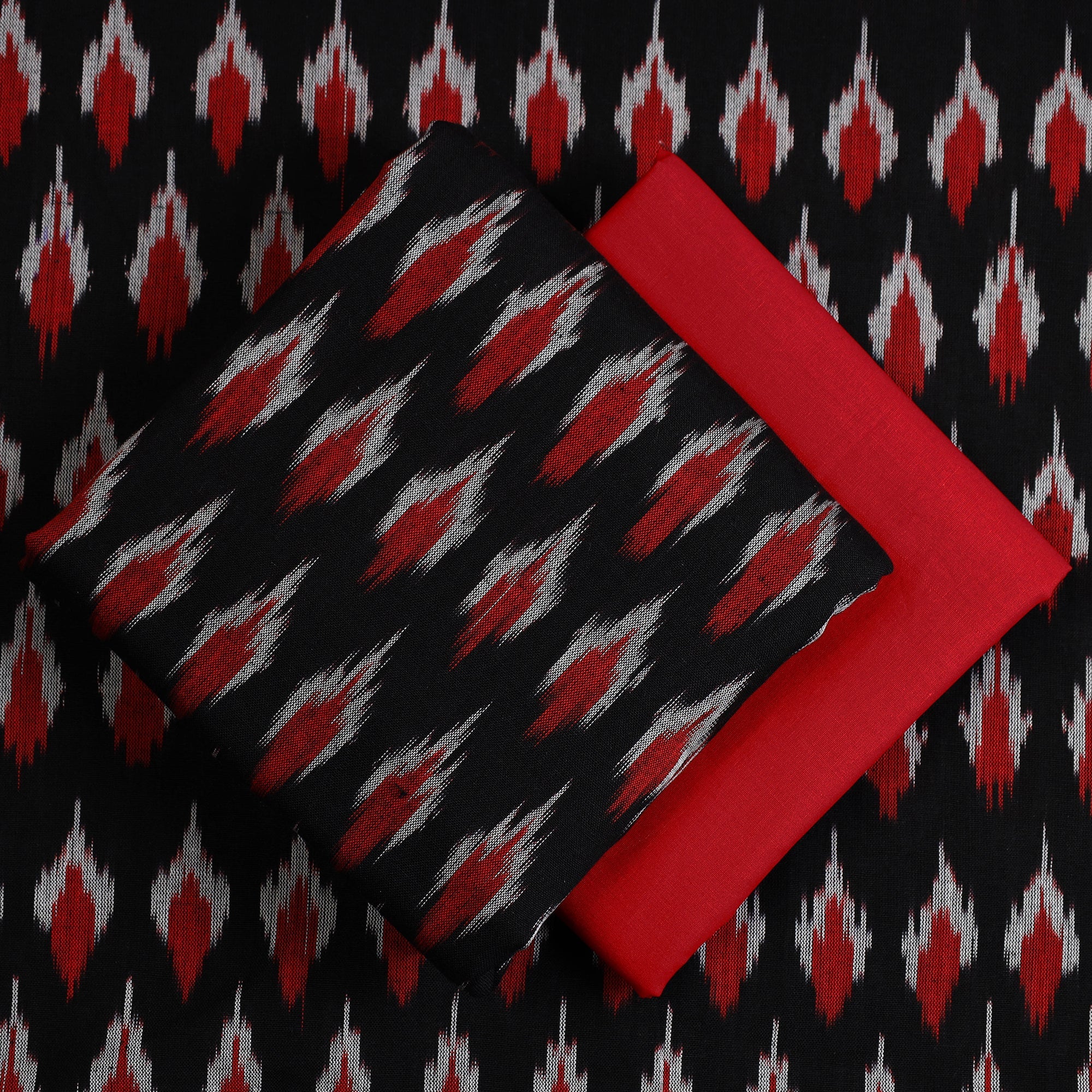 SOUTH KARGHA Black - Handloom Cotton 3pc Pochampally Ikat Dress Material 08 - view 2
