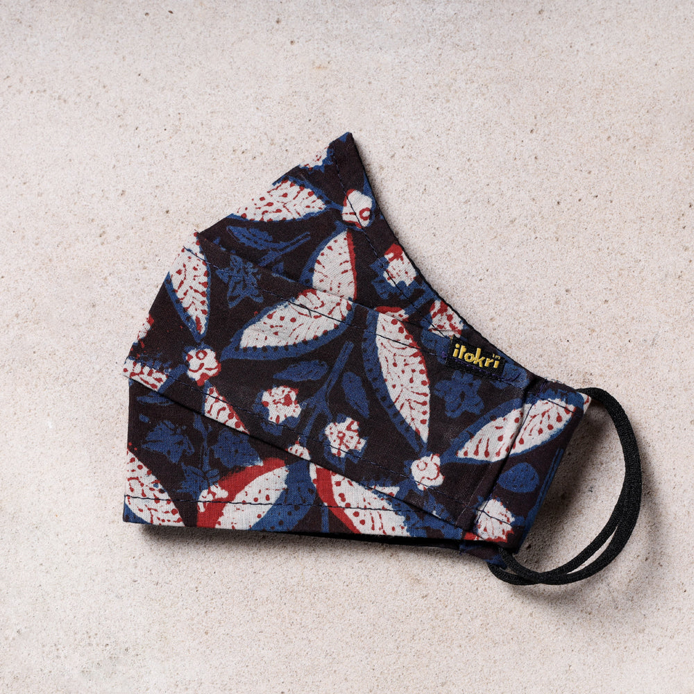 JALPARI Bagru Block Printed Cotton 3 Layer Maska Snug Fit Face Cover