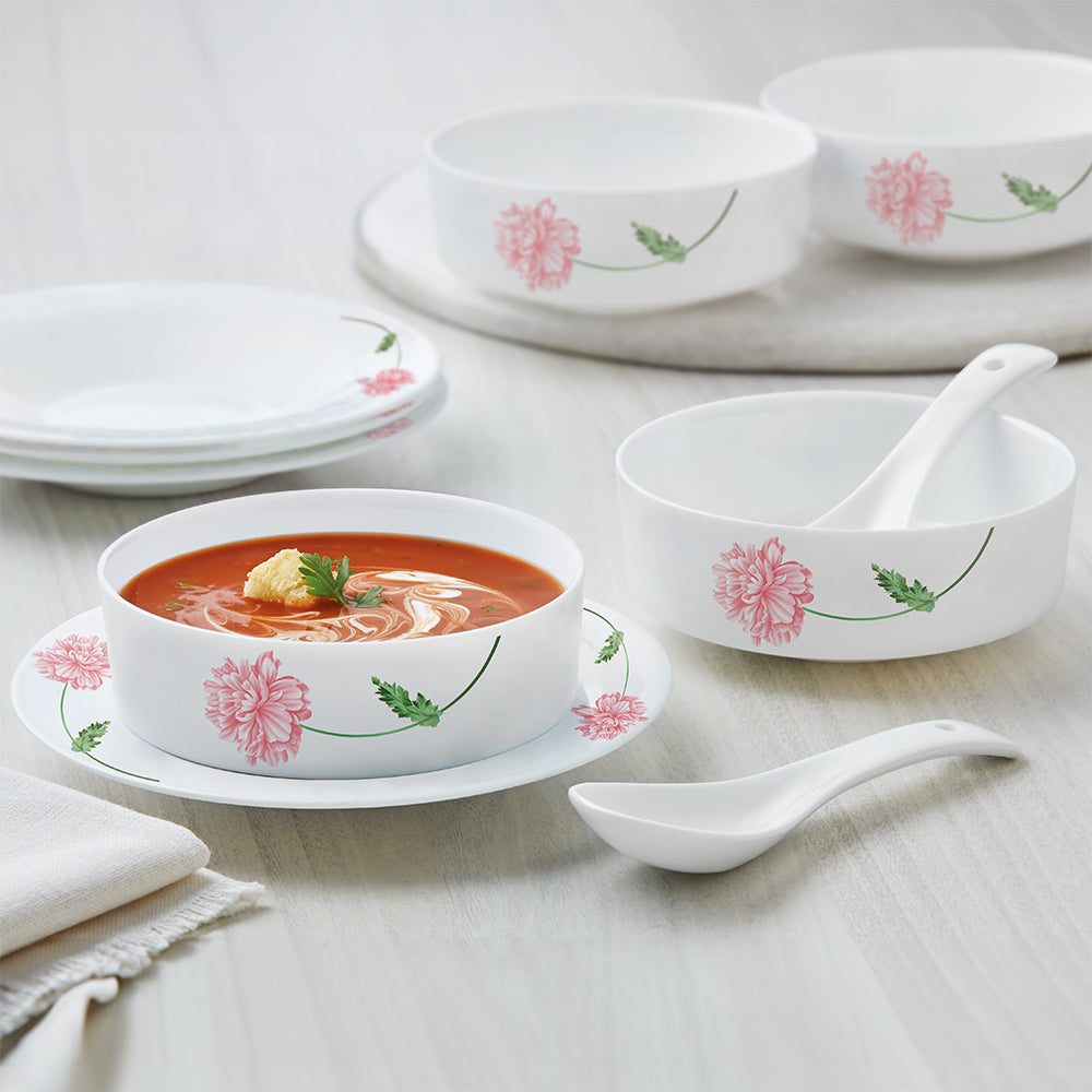 My Borosil Larah by Borosil Red Mist Soup Bowl w Saucer Set
