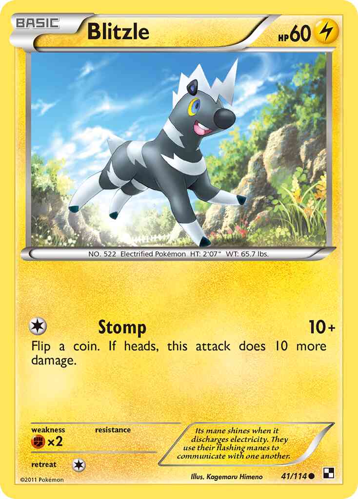 Common bw1-41 reverse – Pokémon Blitzle - 41/114 - Common [bw1-41] [Reverse Holo]