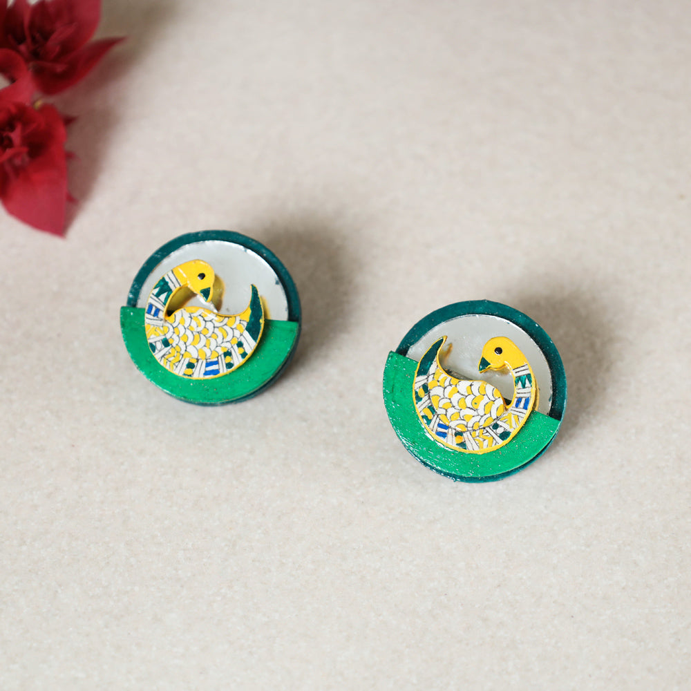 FUDAKTI Bholi Si Surat - Madhubani Handpainted Wooden Stud Earrings