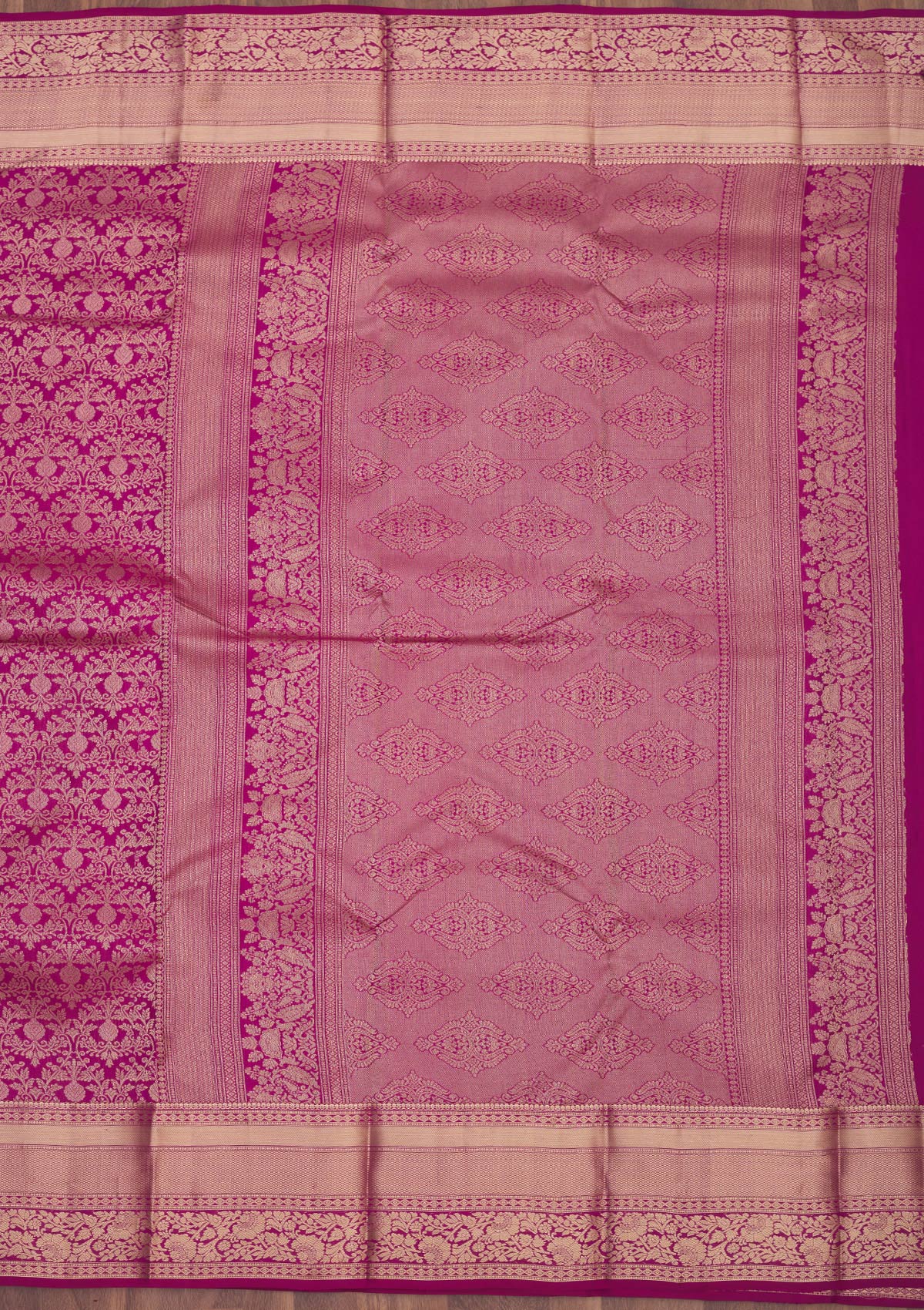 Koskii Wine Zariwork Pure Silk Saree – Women's - view 5