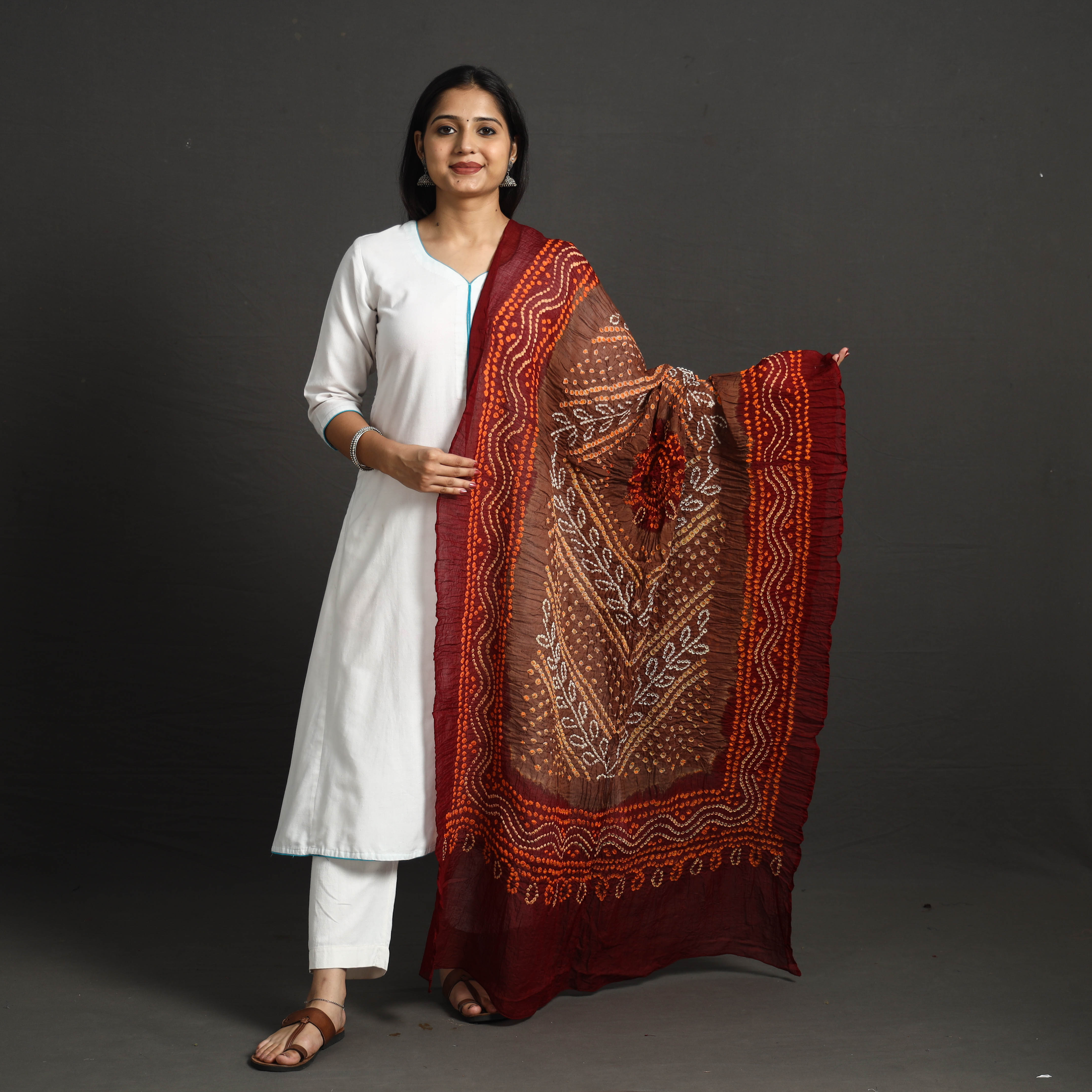 KACHCHH JI CHHAAP Kutch Tie-Dye Cotton Bandhani Dupatta 63