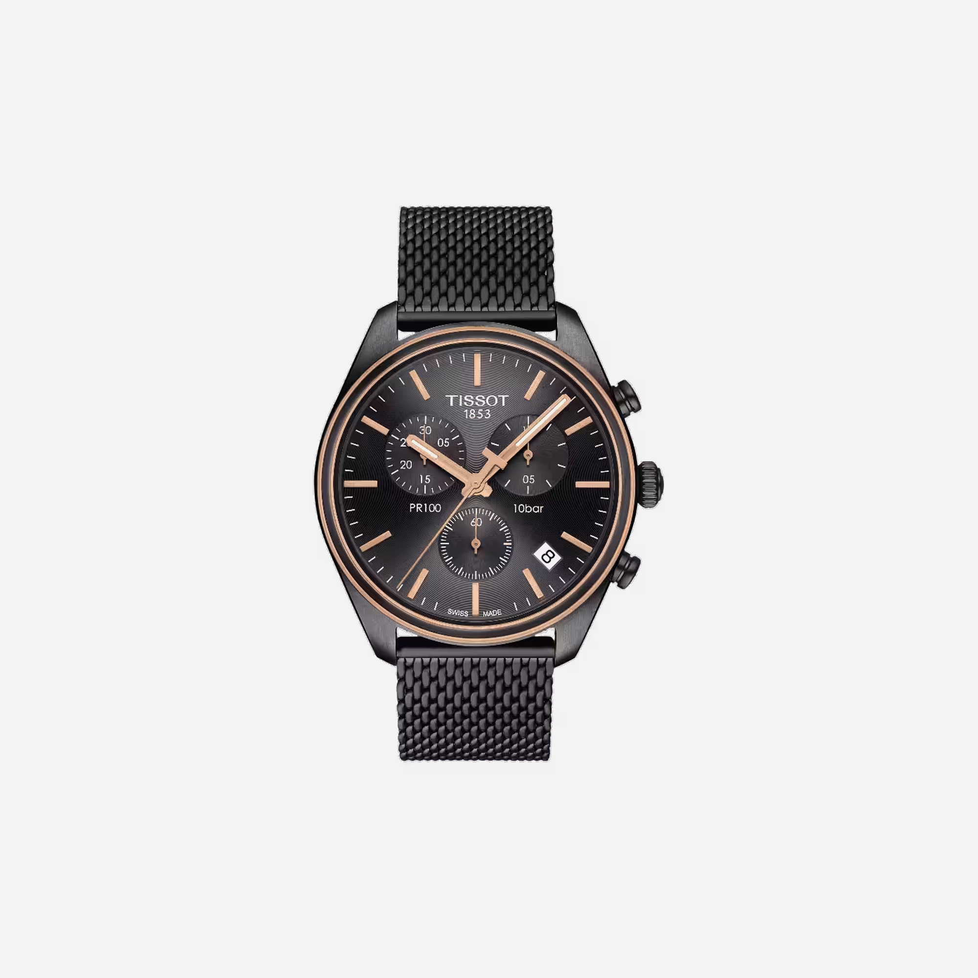 Tissot PR 100 Chronograph Black Dial Two-Tone Bracelet 41mm