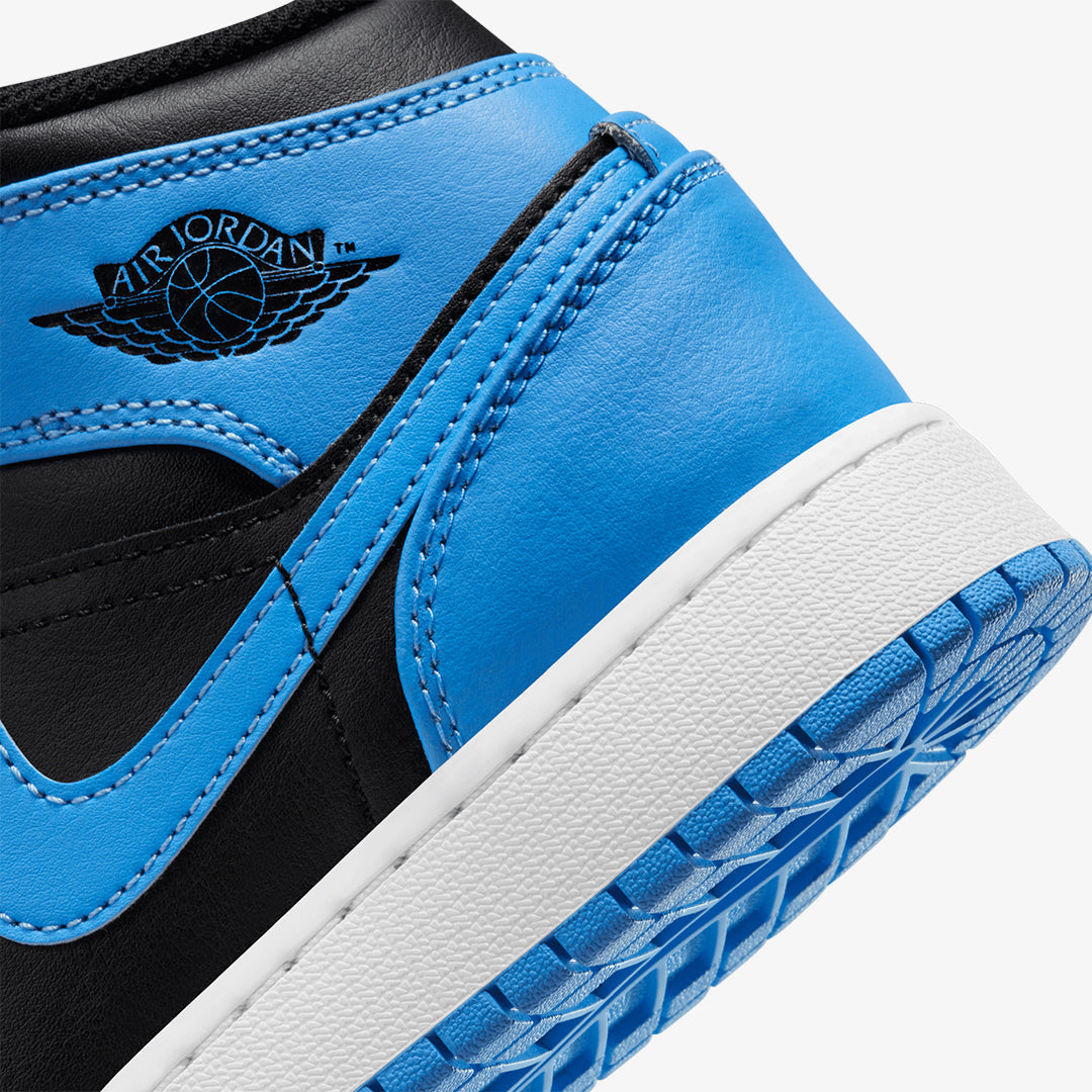 Jordan | AIR JORDAN 1 MID { UNIVERSITY BLUE/BLACK-WHITE - view 4