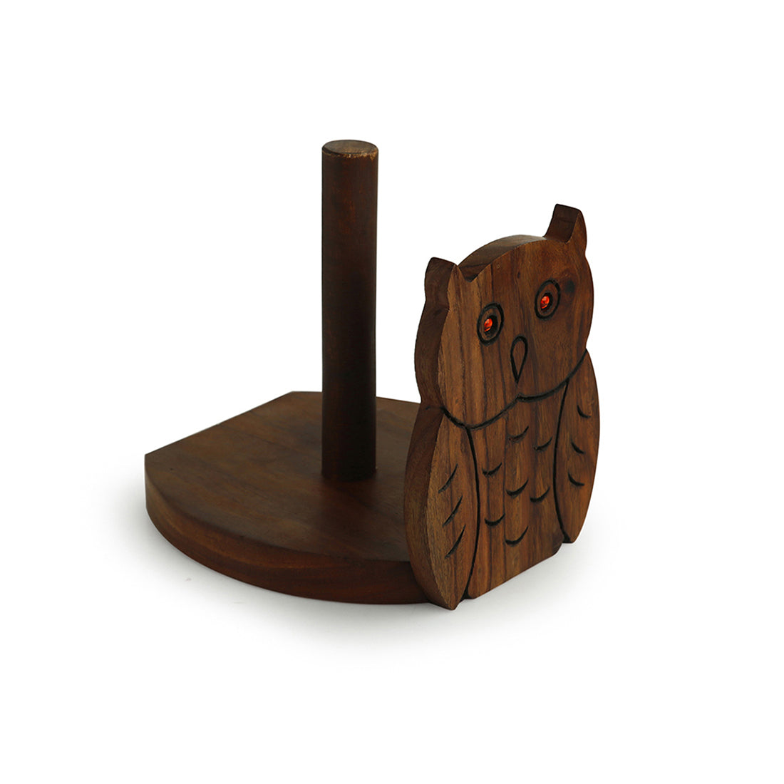 EXCLUSIVELANE 'Owl On A Roll' Hand Carved Sheesham Wood Tissue Roll Holder - view 2