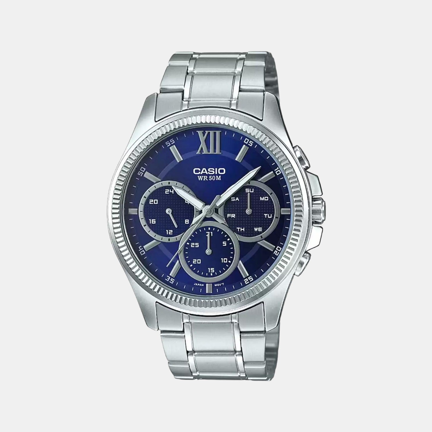Casio Enticer Men Quartz Blue Dial Chronograph Stainless Steel Watch A1773