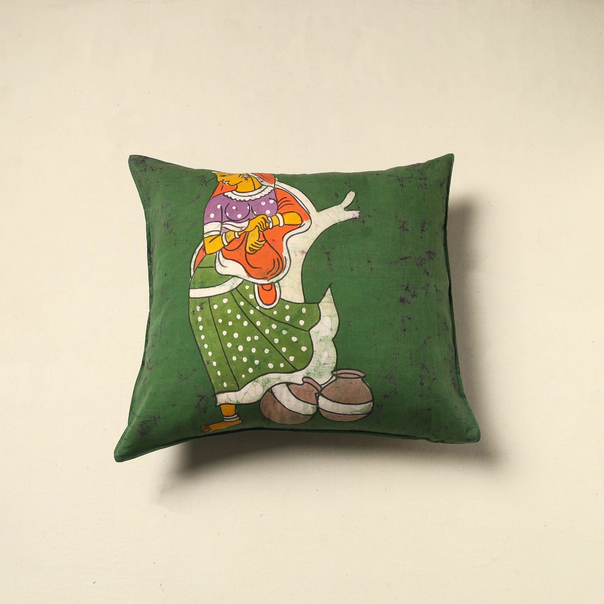 KACHCHH JI CHHAAP Pure Cotton Hand Batik Cushion Cover (18 x 18 in) 89