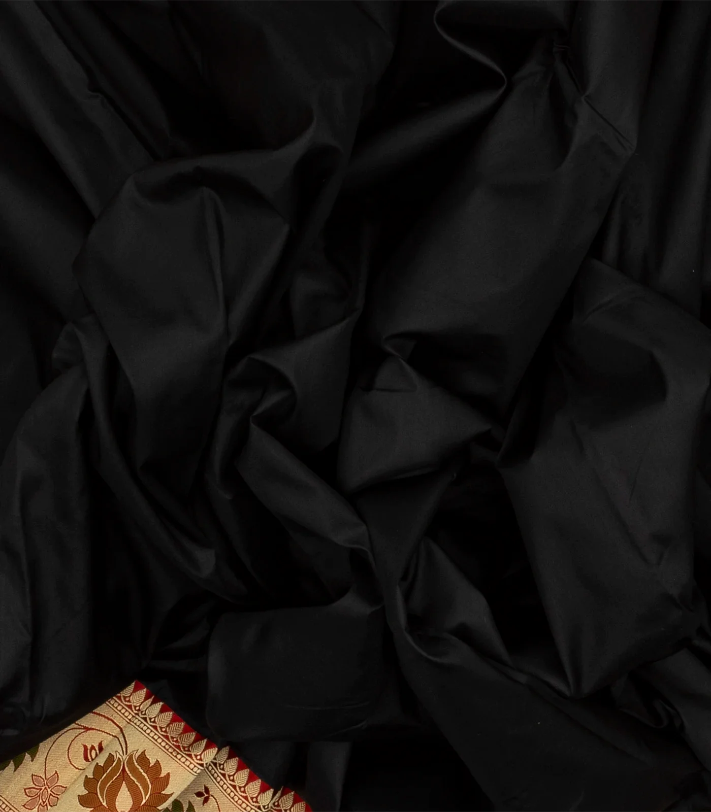RmKV Black Handloom Plain Banarasi Silk Saree With Red Border - view 3