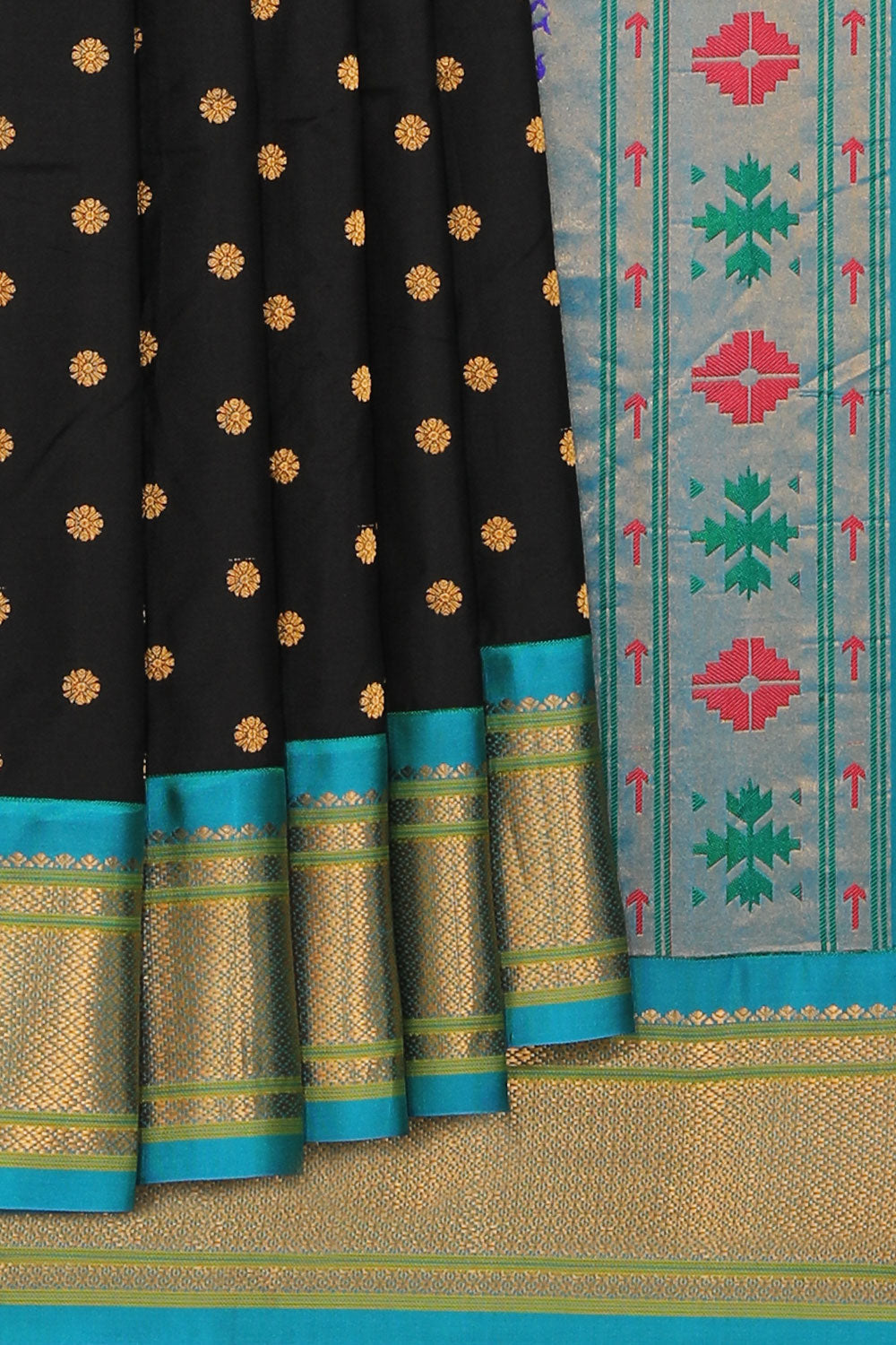 Kalanjali Gadwal Silk Black Saree – Women's