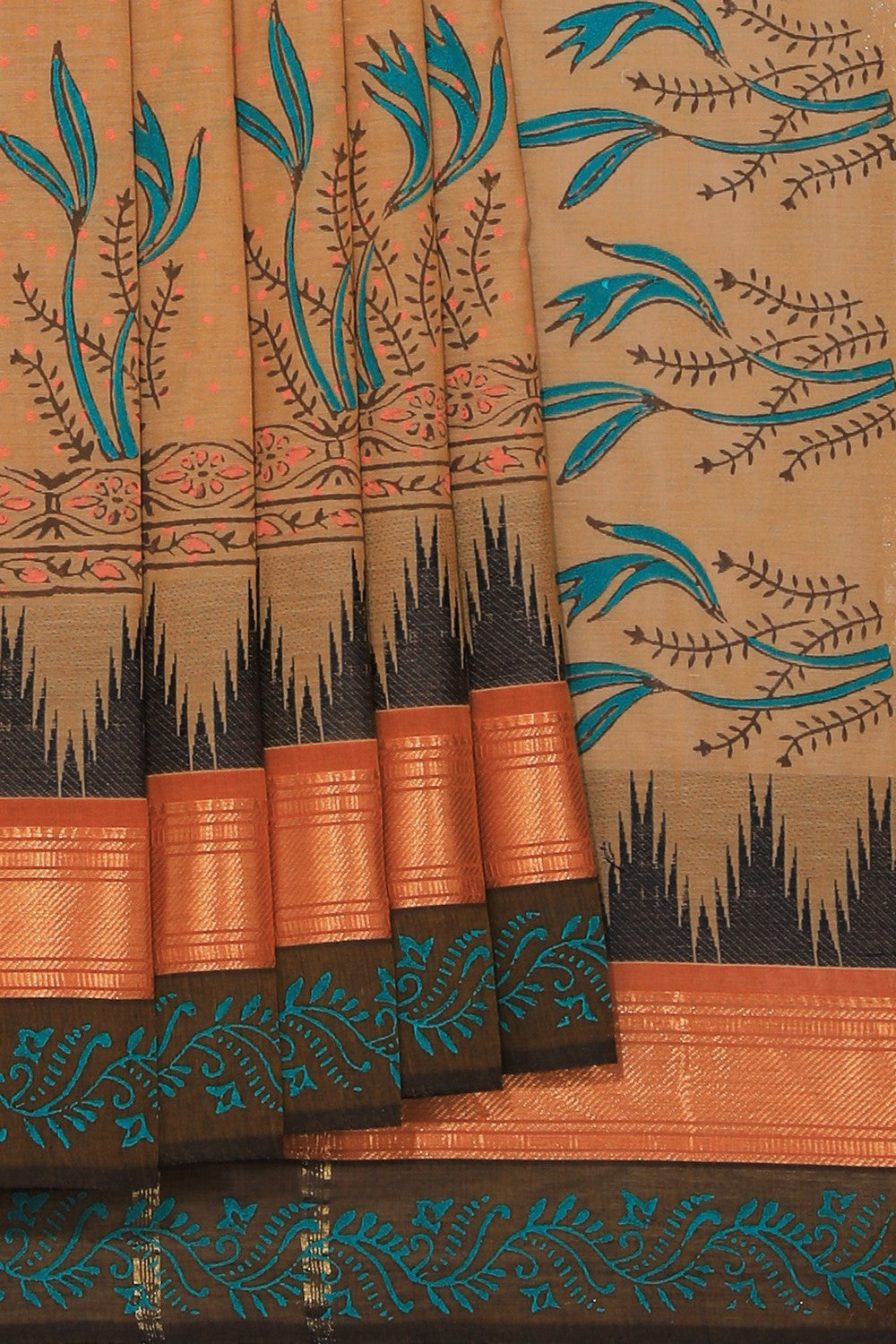 Kalanjali Ethnics Hand block printed cotton saree