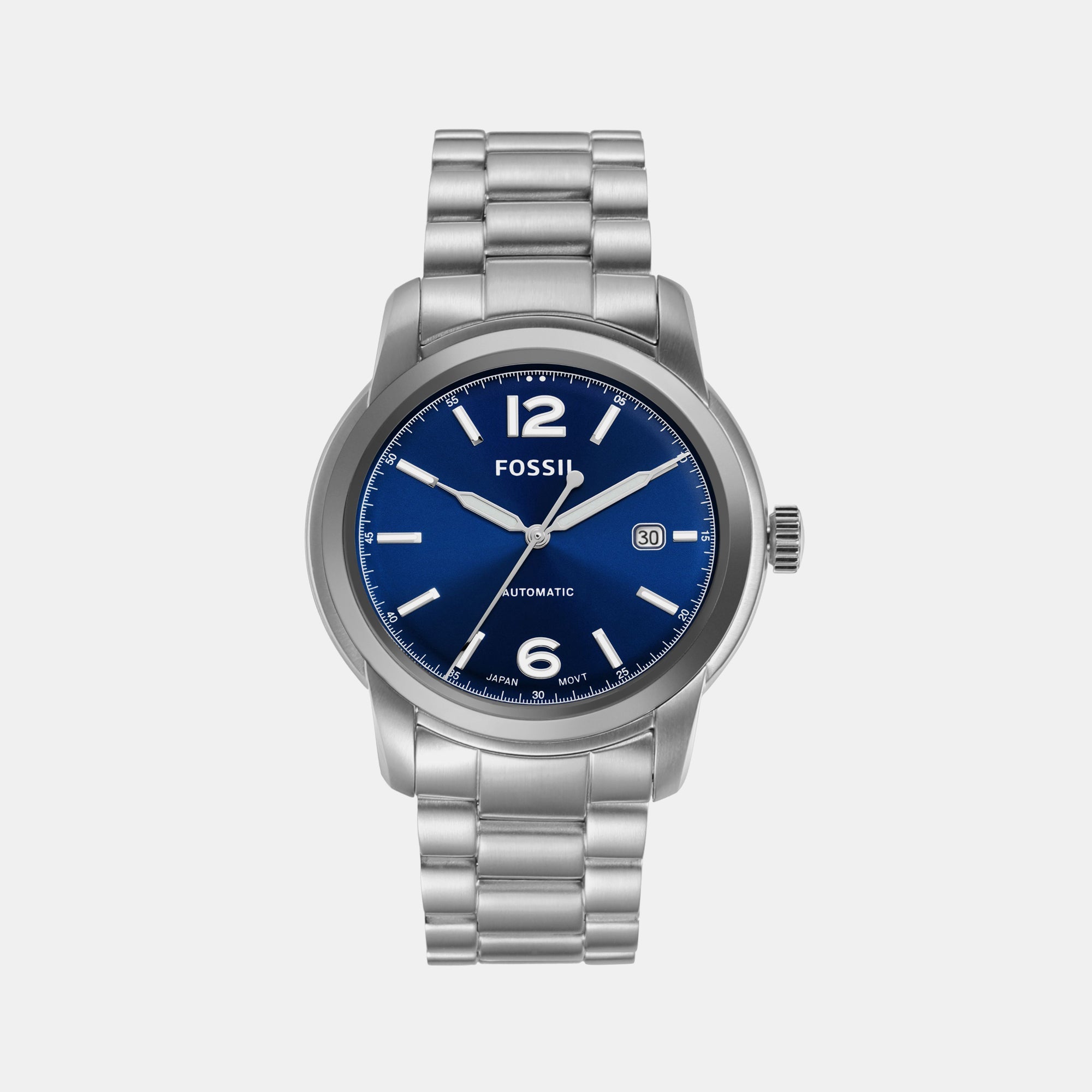 Fossil Heritage Men Automatic Blue Dial Analog Stainless Steel Watch ME3244