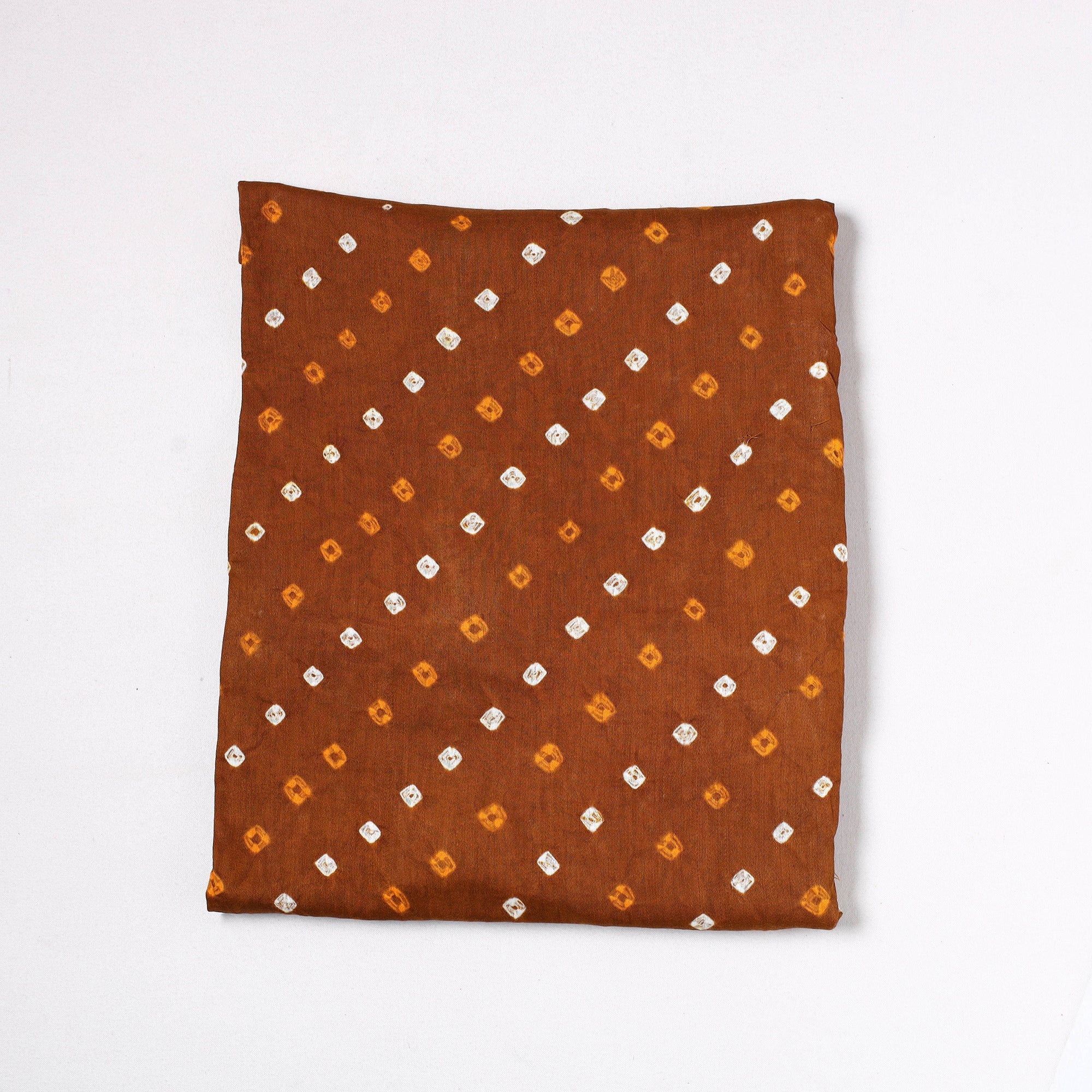 KACHCHH JI CHHAAP Brown - Kutch Bandhani Tie-Dye Satin Cotton Precut Fabric (1.25 meter) 55