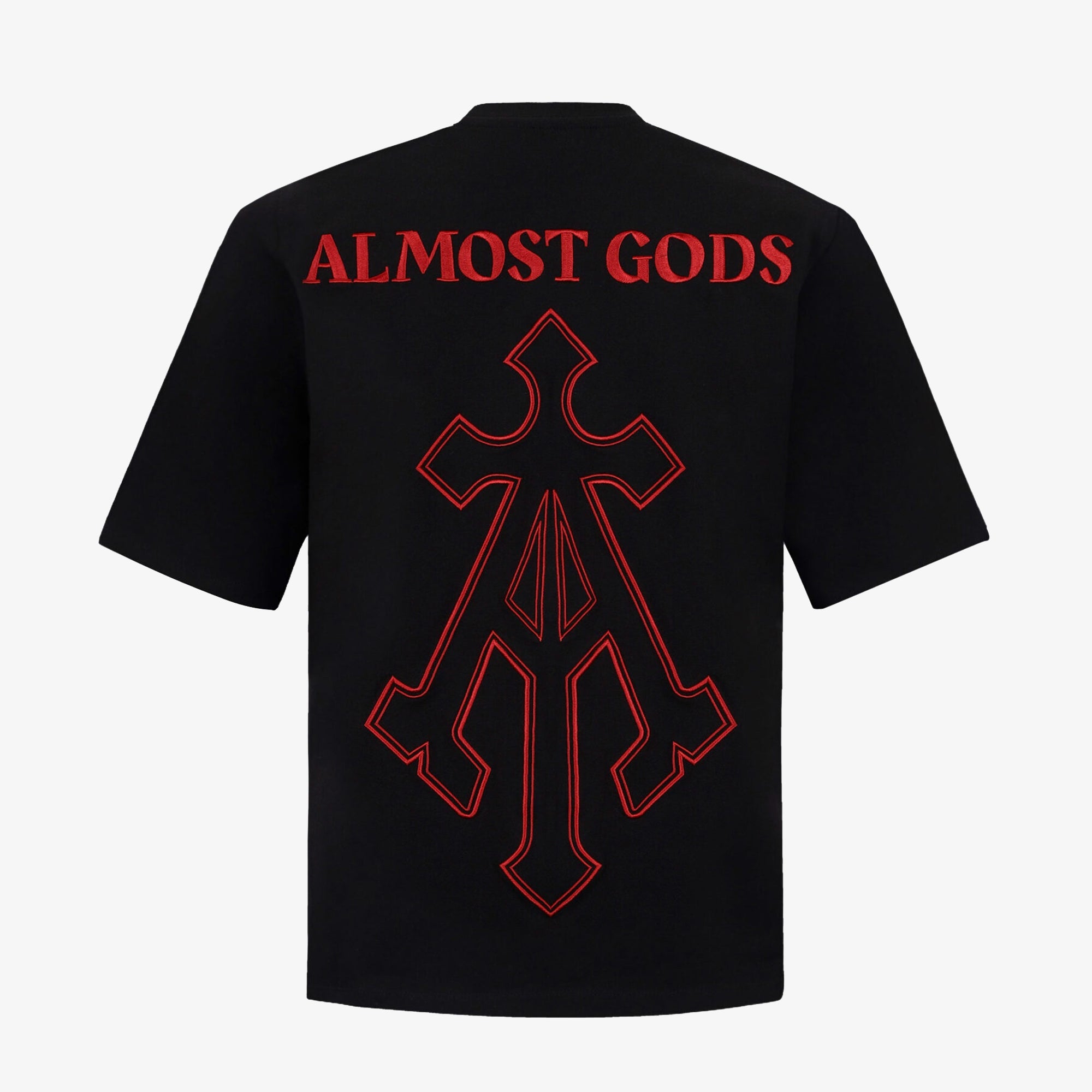 Almost Gods | Alpha Cross Embroidered T-shirt { Black - view 2