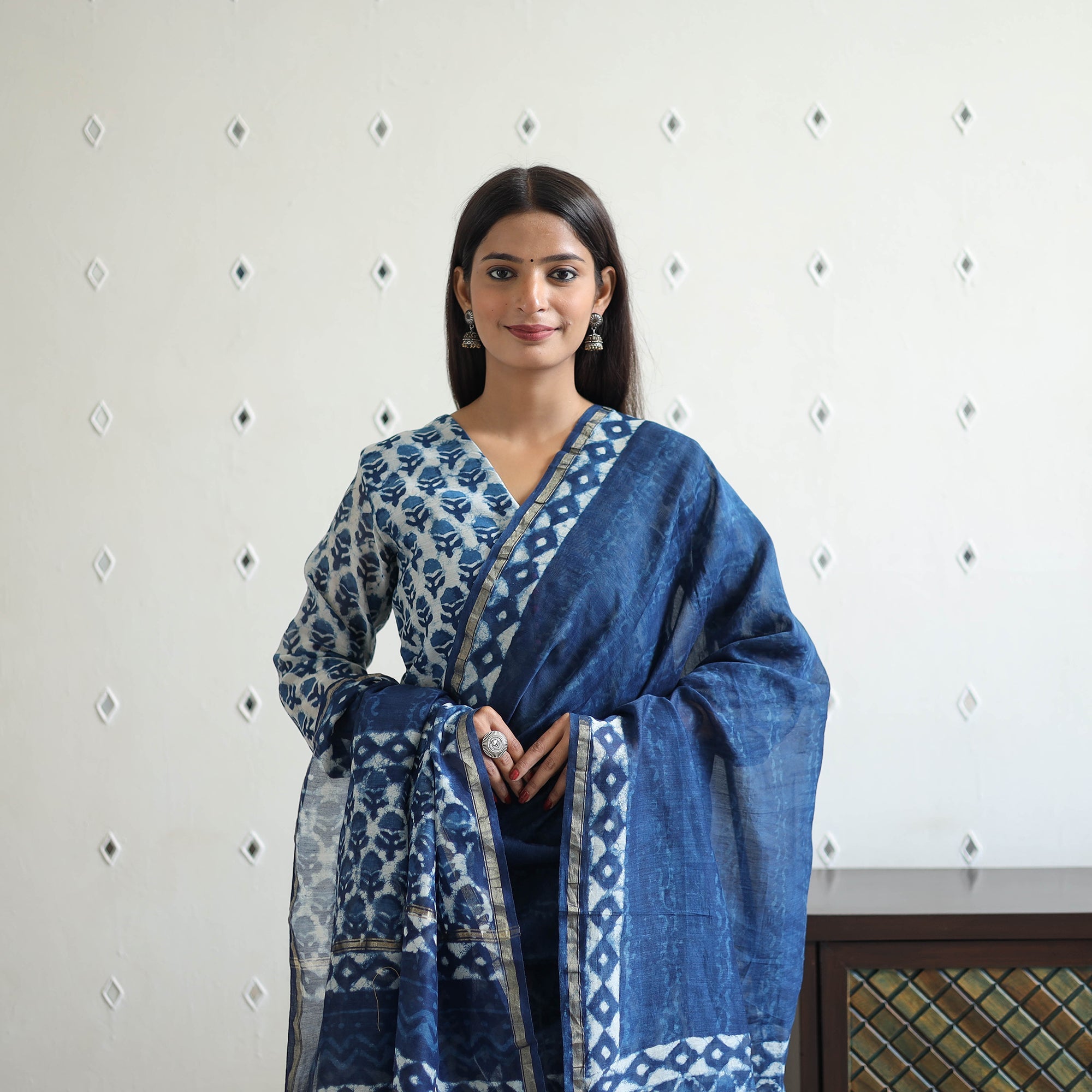 ITOKRI CASUALS Blue - Chanderi Silk Indigo Bagru Block Print Kurta Set 06