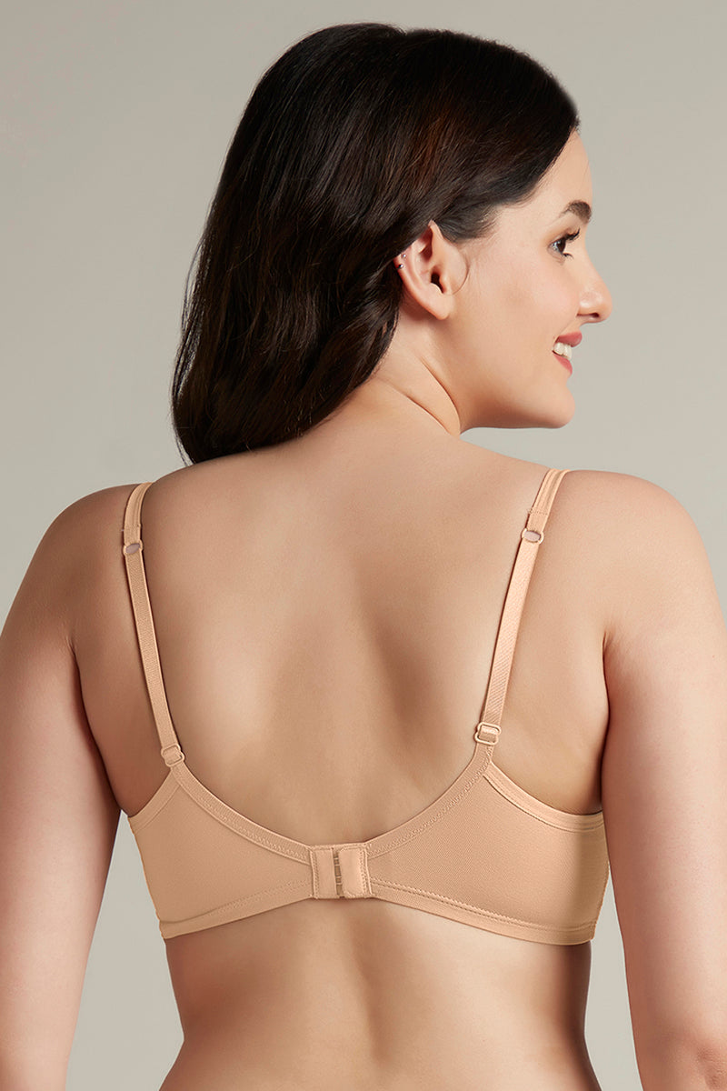 Amante Simply Soft Padded Non-Wired Cotton Bra - Sandalwood - view 3