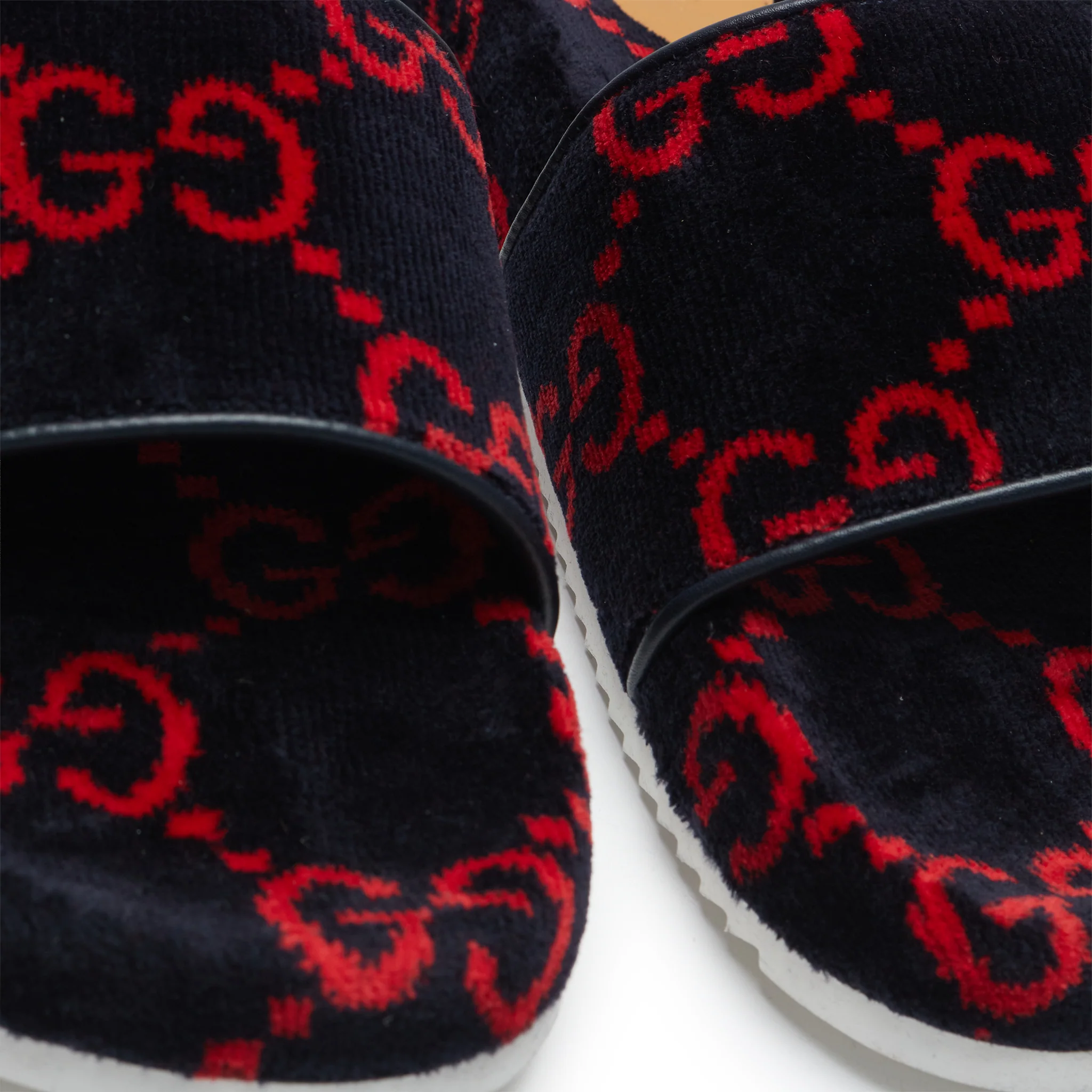 Gucci GG Red Velvet Flat Slides - view 5