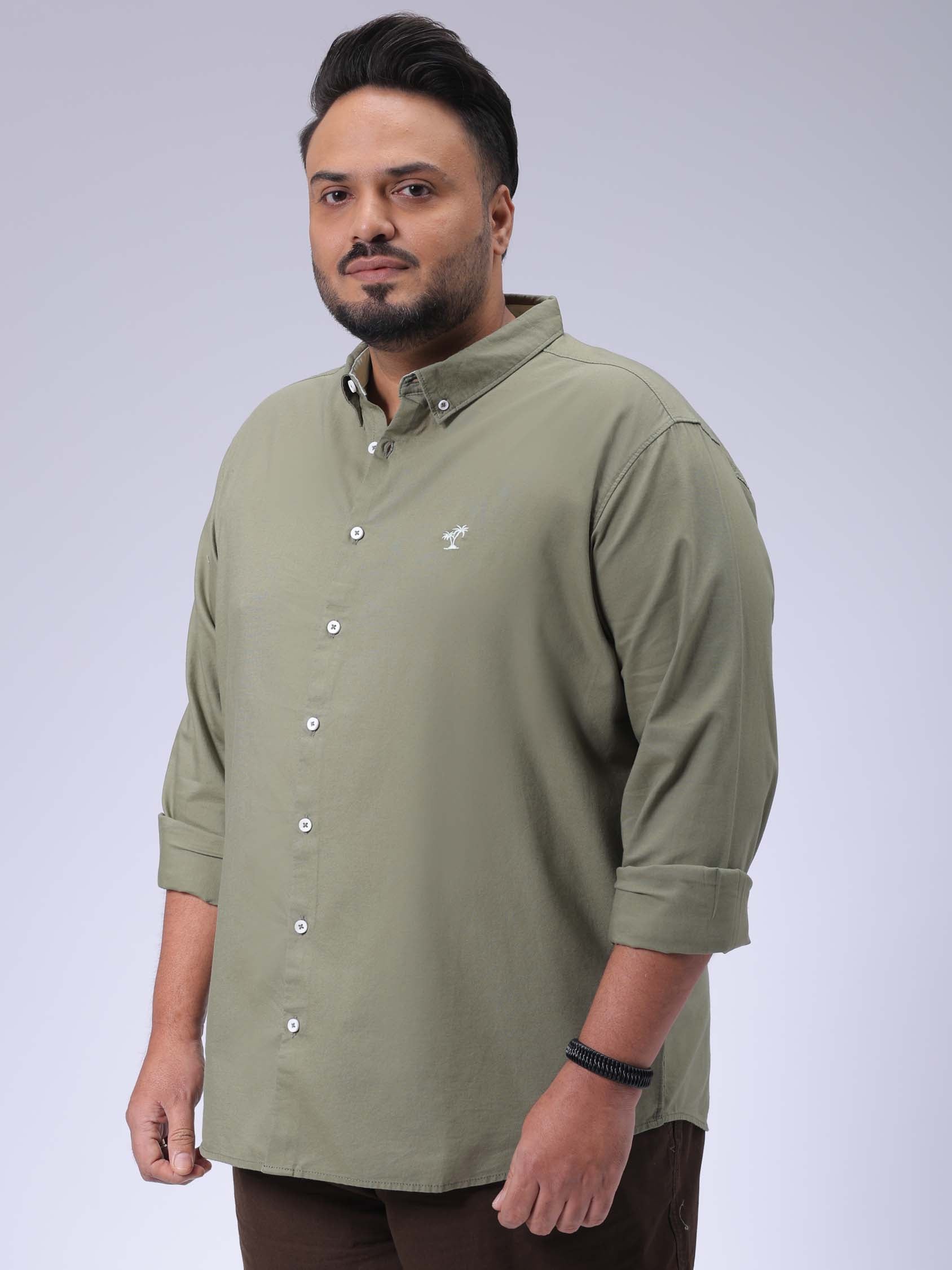 HARDSODA Men's Plus Size Green Regular Fit Solid Casual Shirt - view 4