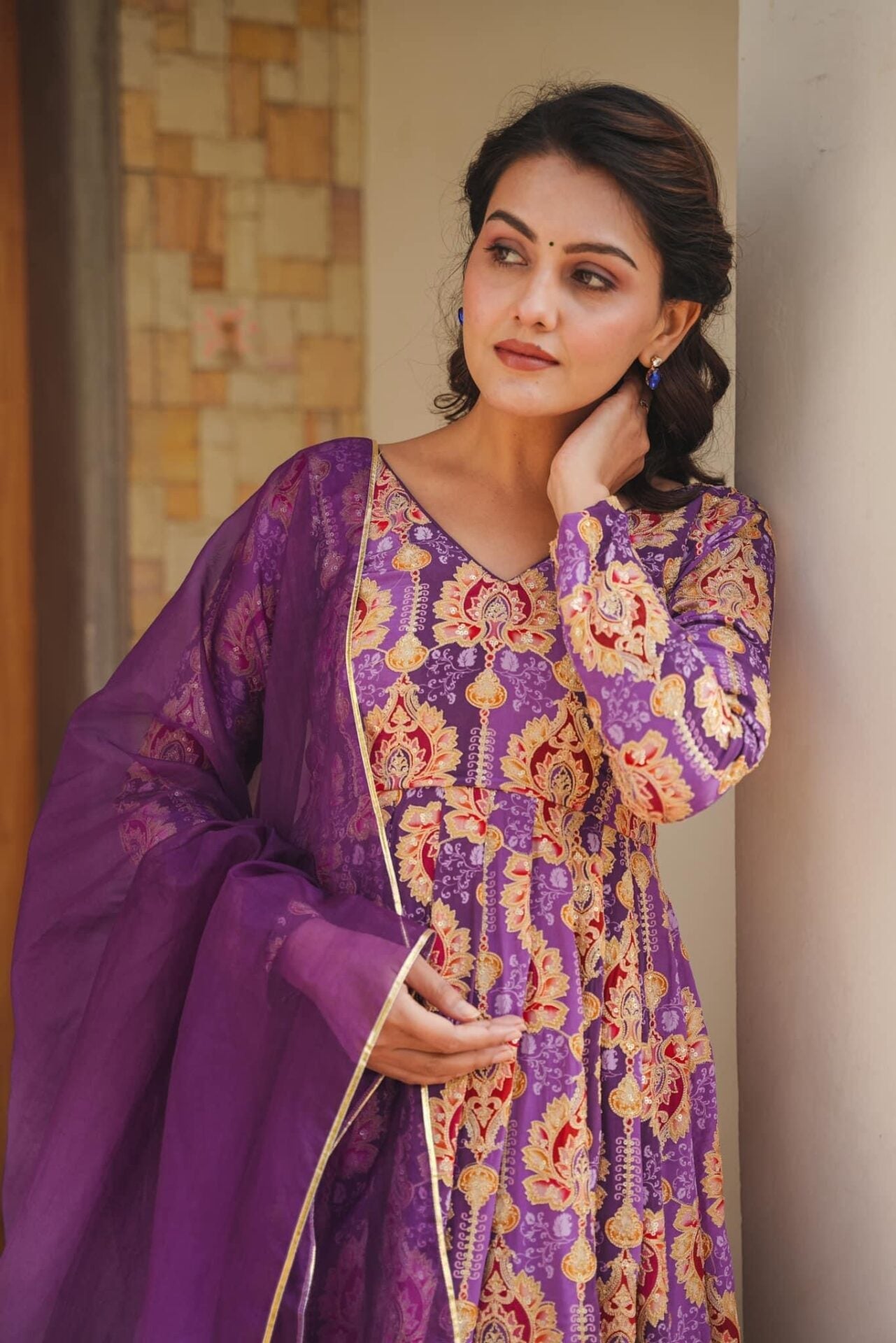 Idaho-o Pranavi Purple Heavy Suit Set - view 6
