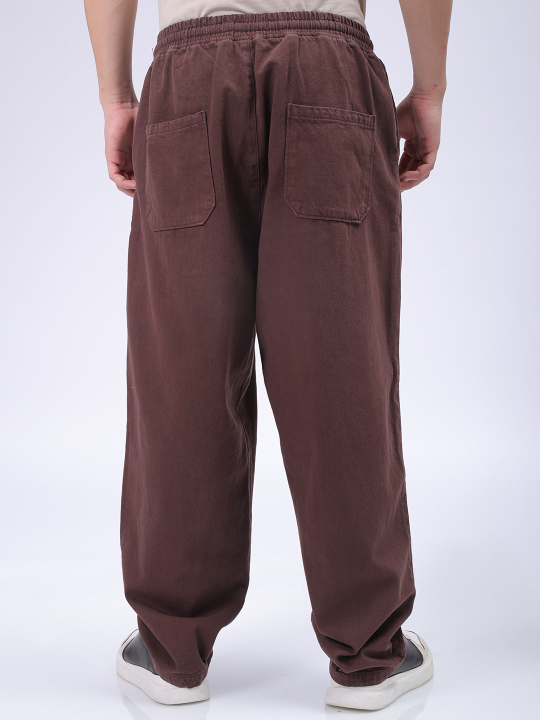 The Indian Garage Co Men's Brown Barrel Loose Fit Solid Denim Jogger - view 4