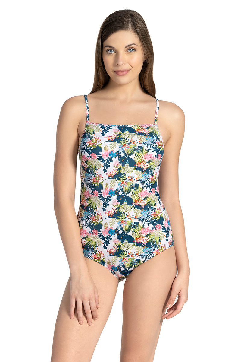 Amante Straight Neck Swim Suit - Tropical Pr