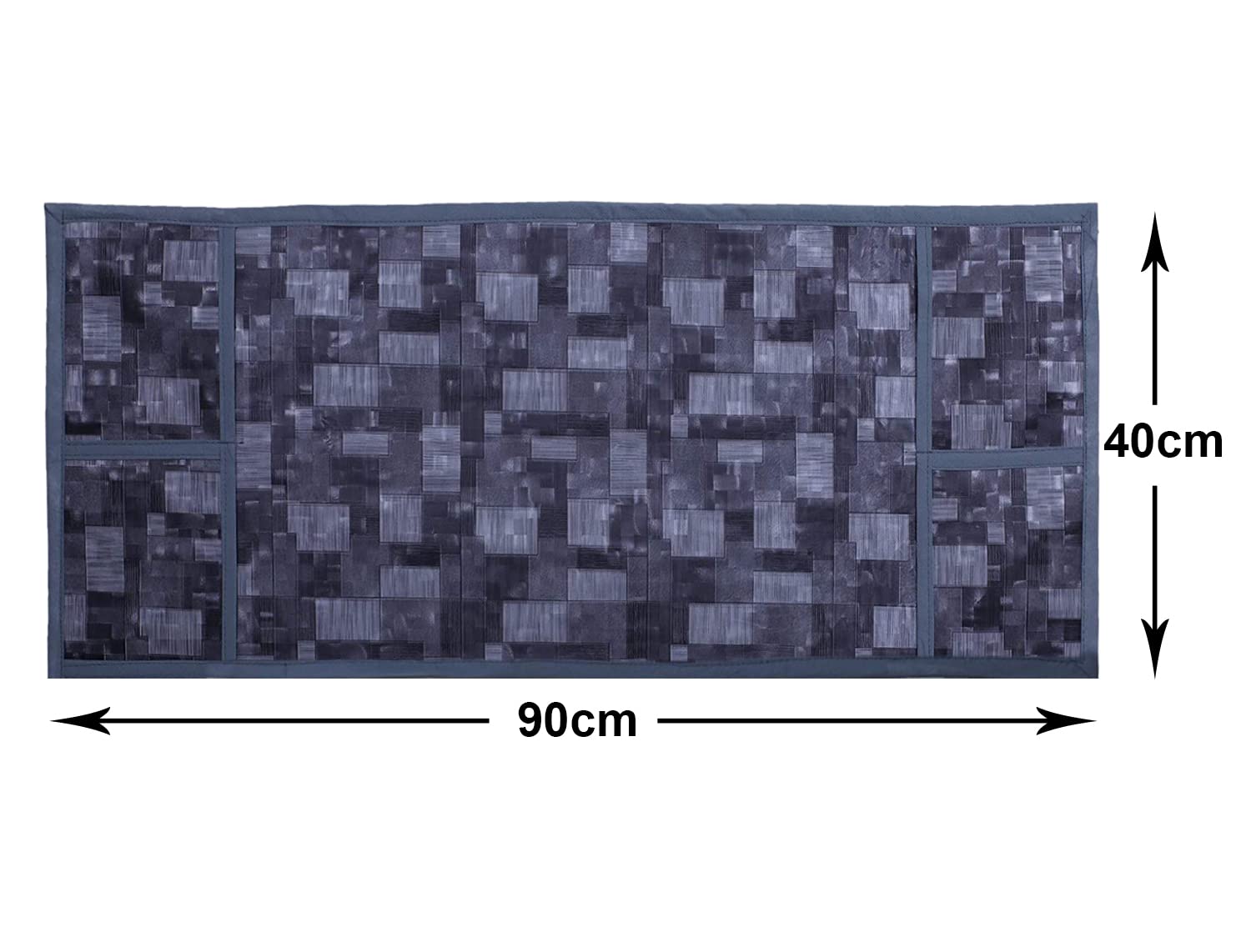 Kuber Industries Wooden Check Printed PVC Microwave Oven Top Dust Oil Proof Cover, Protective Cover with 4 Utility Pockets (Grey) - view 6