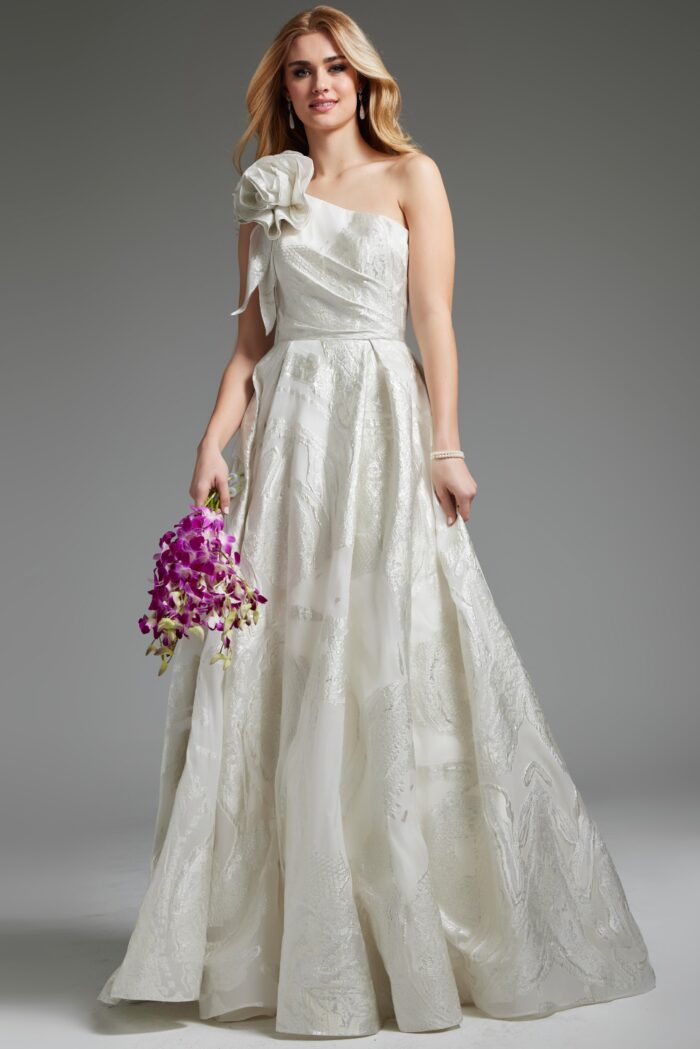 Jovani JB39218 Ballgown Pleated Long Wedding Dress