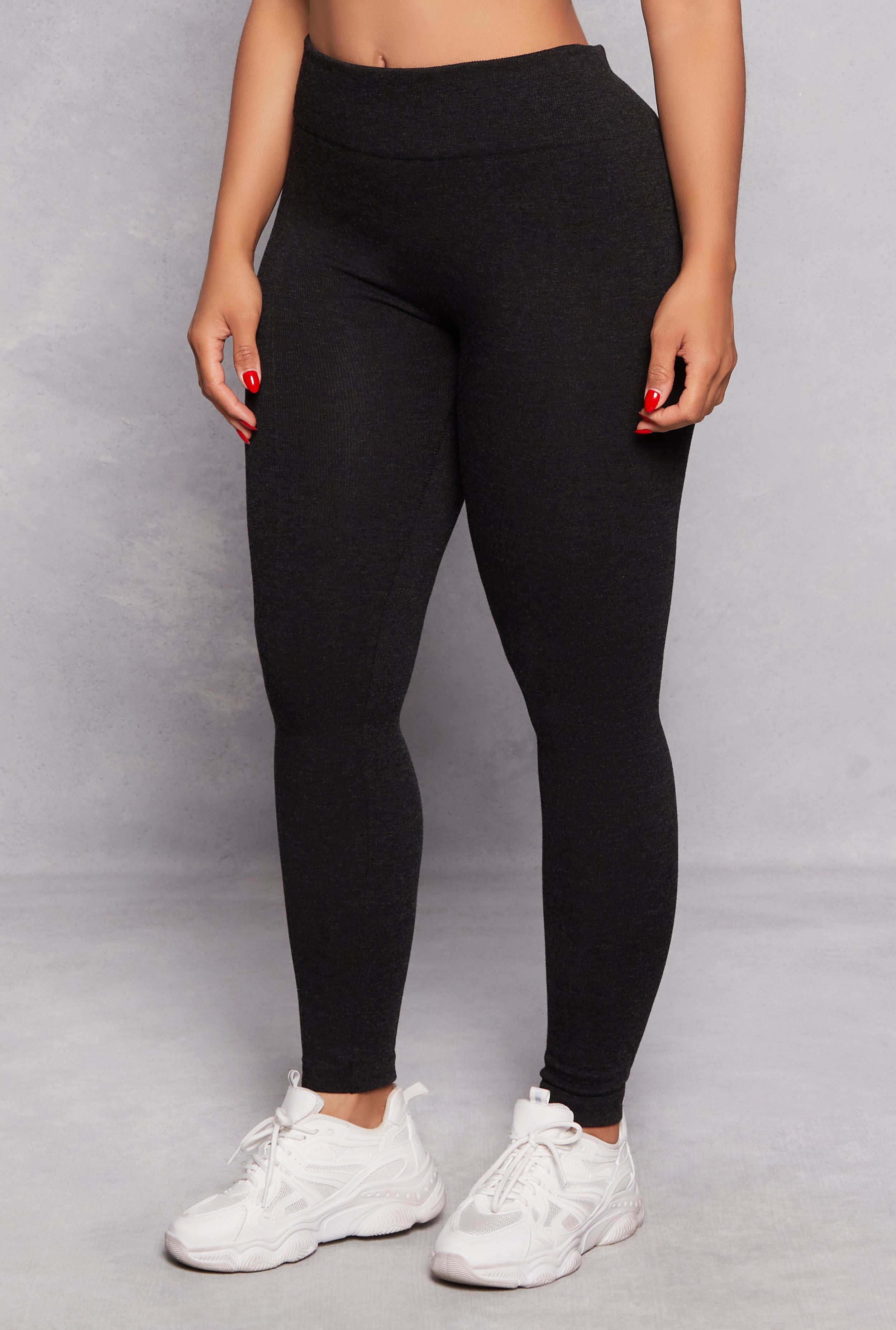 Rainbow Shops Fleece Textured Waistband Leggings - view 2