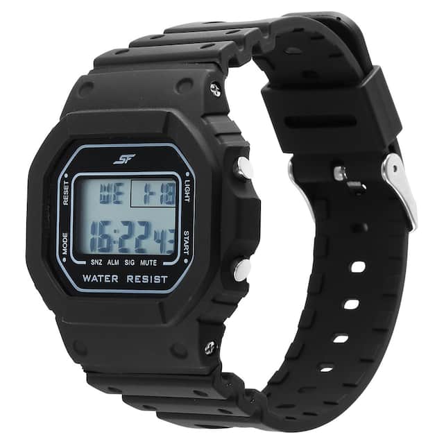 Sonata Hexa Black Digital Dial Polyurethane Strap