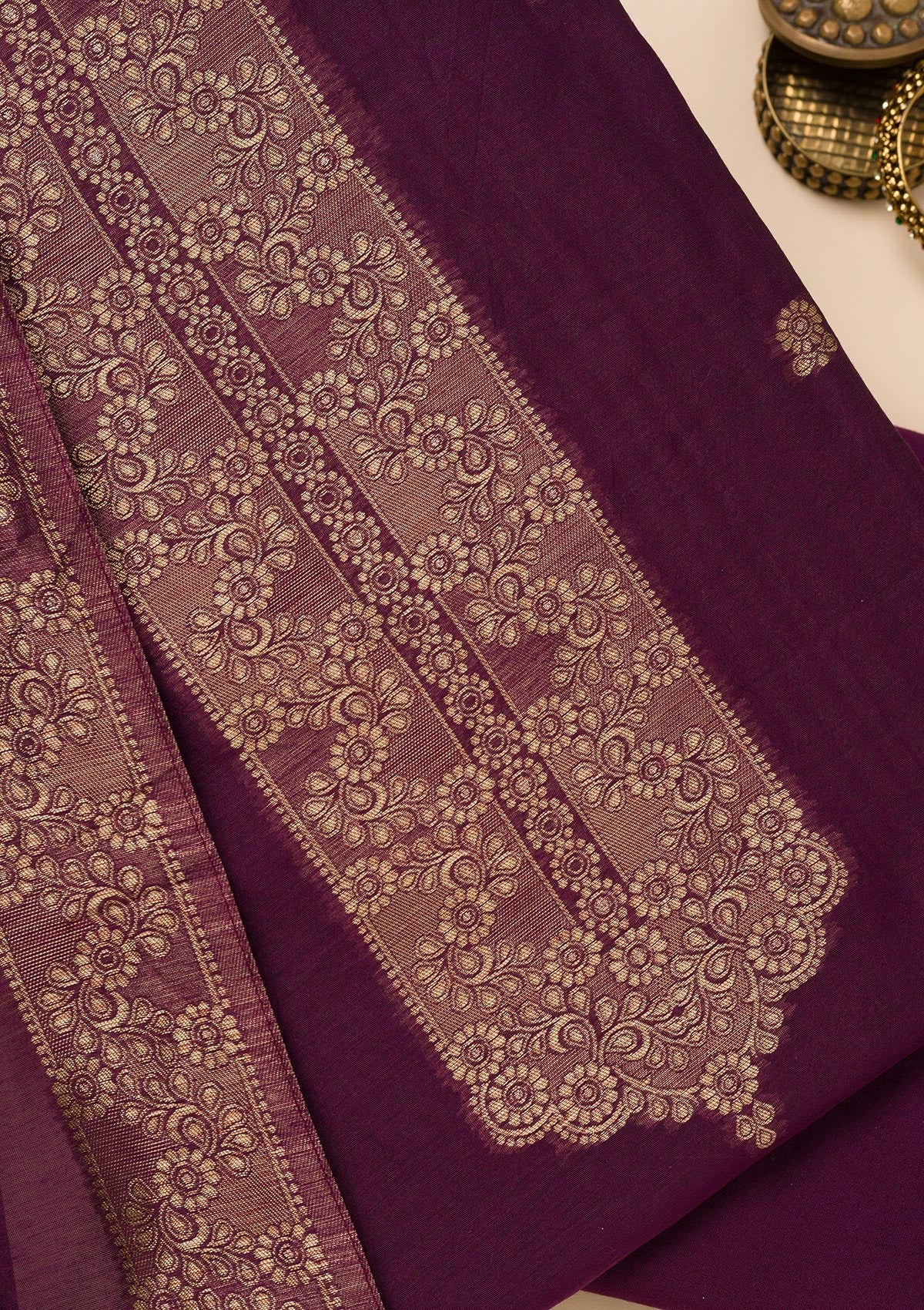 Koskii Wine Zariwork Soft Silk Unstitched Salwar Suit - view 2