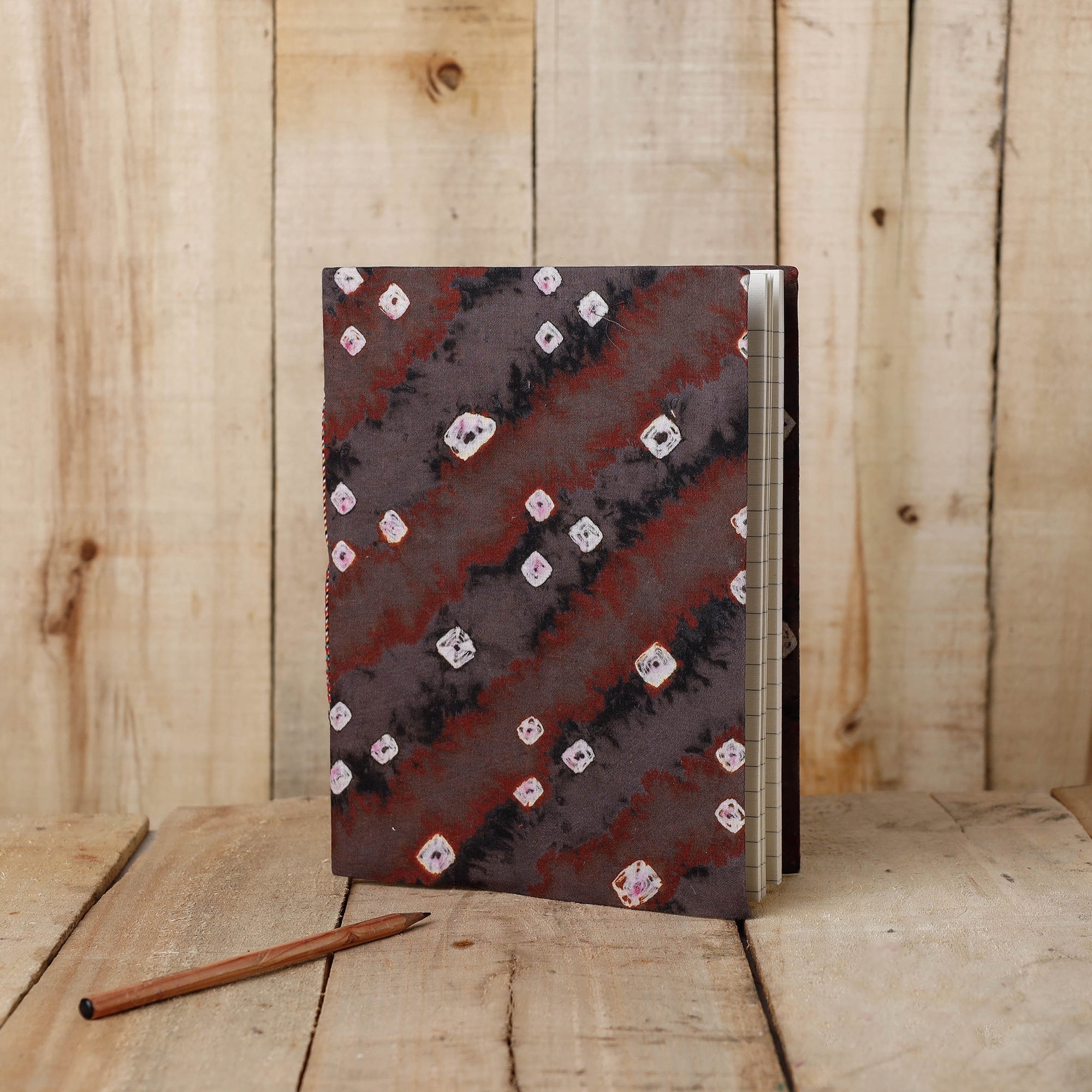 BINDAAS UNLIMITED Brown - Bandhani Cover Handmade Ruled Paper Notebook (9 x 7 in)