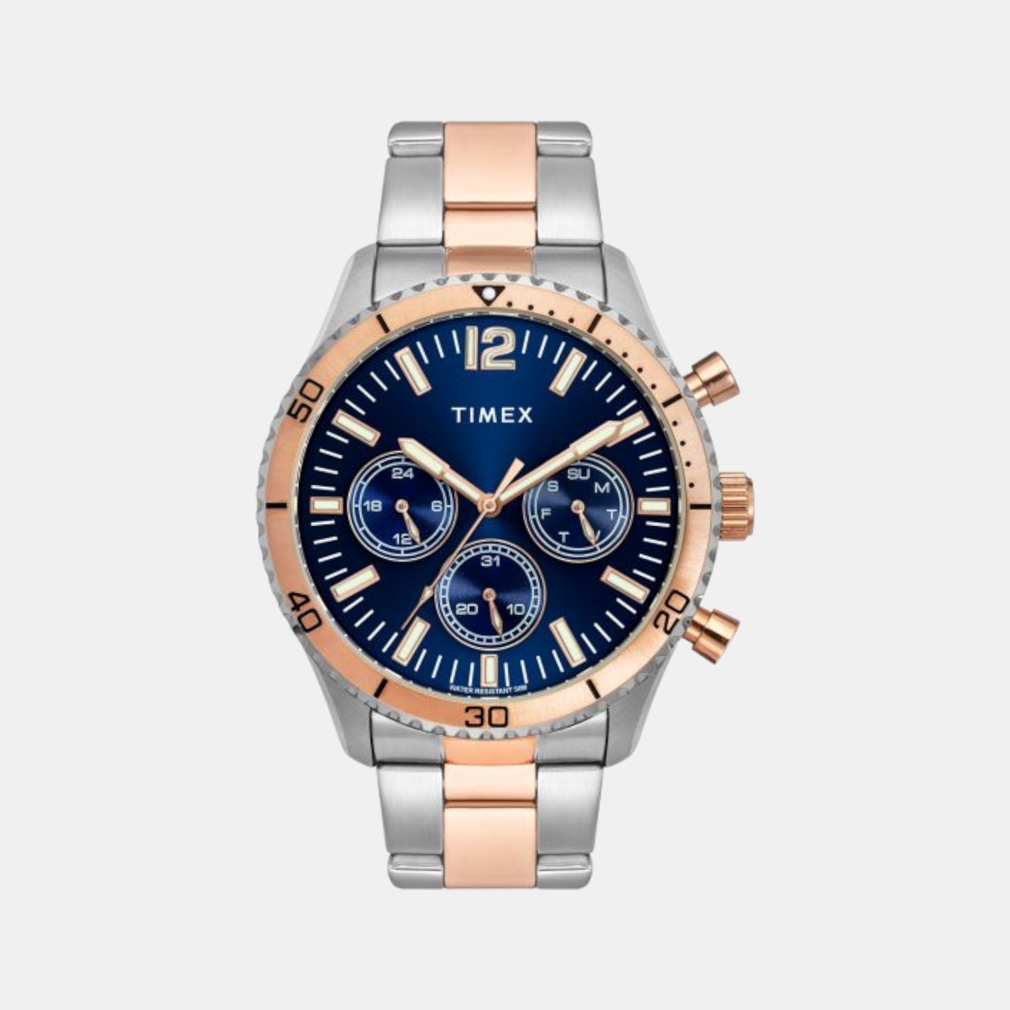 Timex E Class Men Quartz Blue Dial Chronograph Stainless Steel Watch TWEG22202