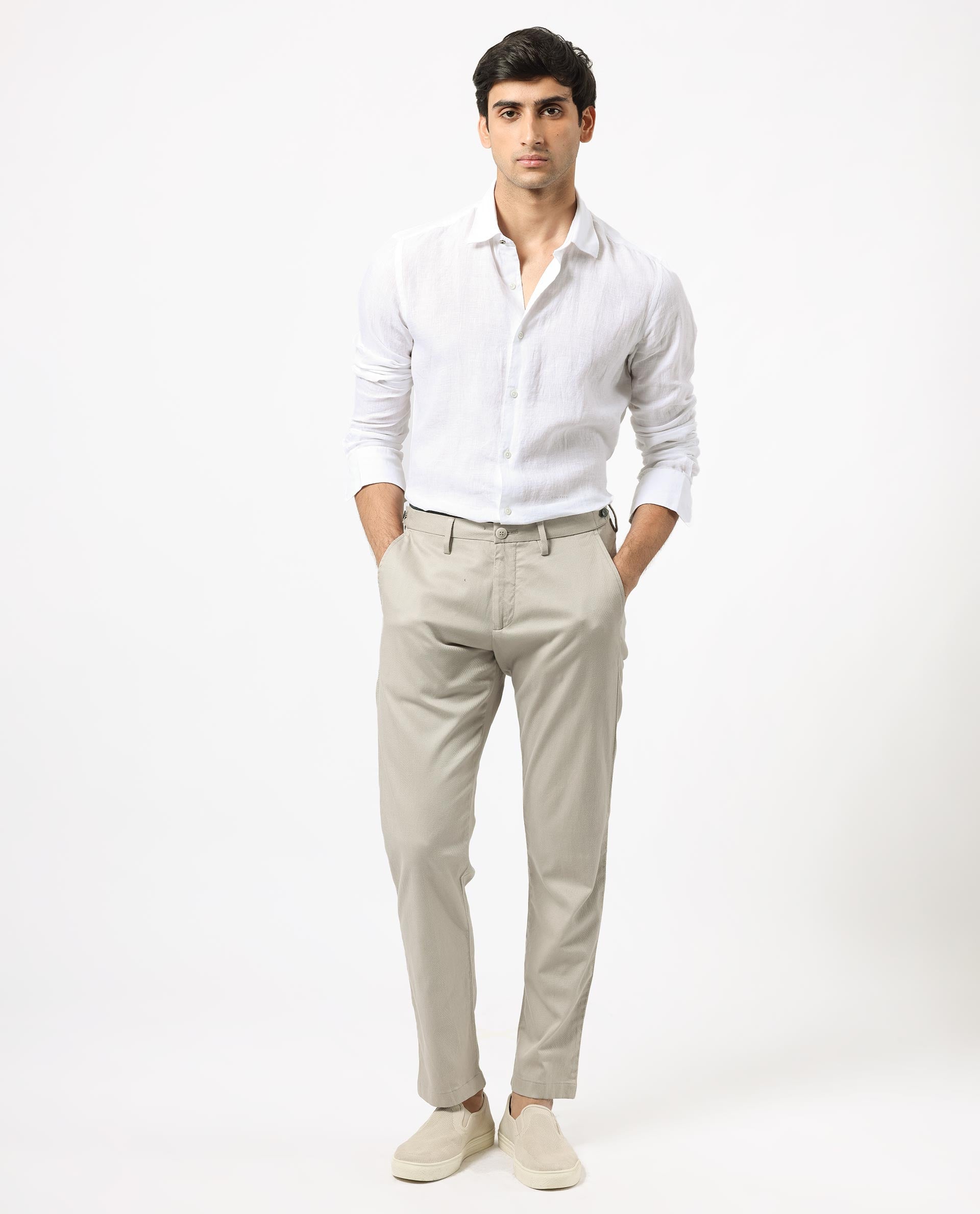 Rare Rabbit Men's Linex White Linen Fabric Full Sleeves Solid Shirt - view 3