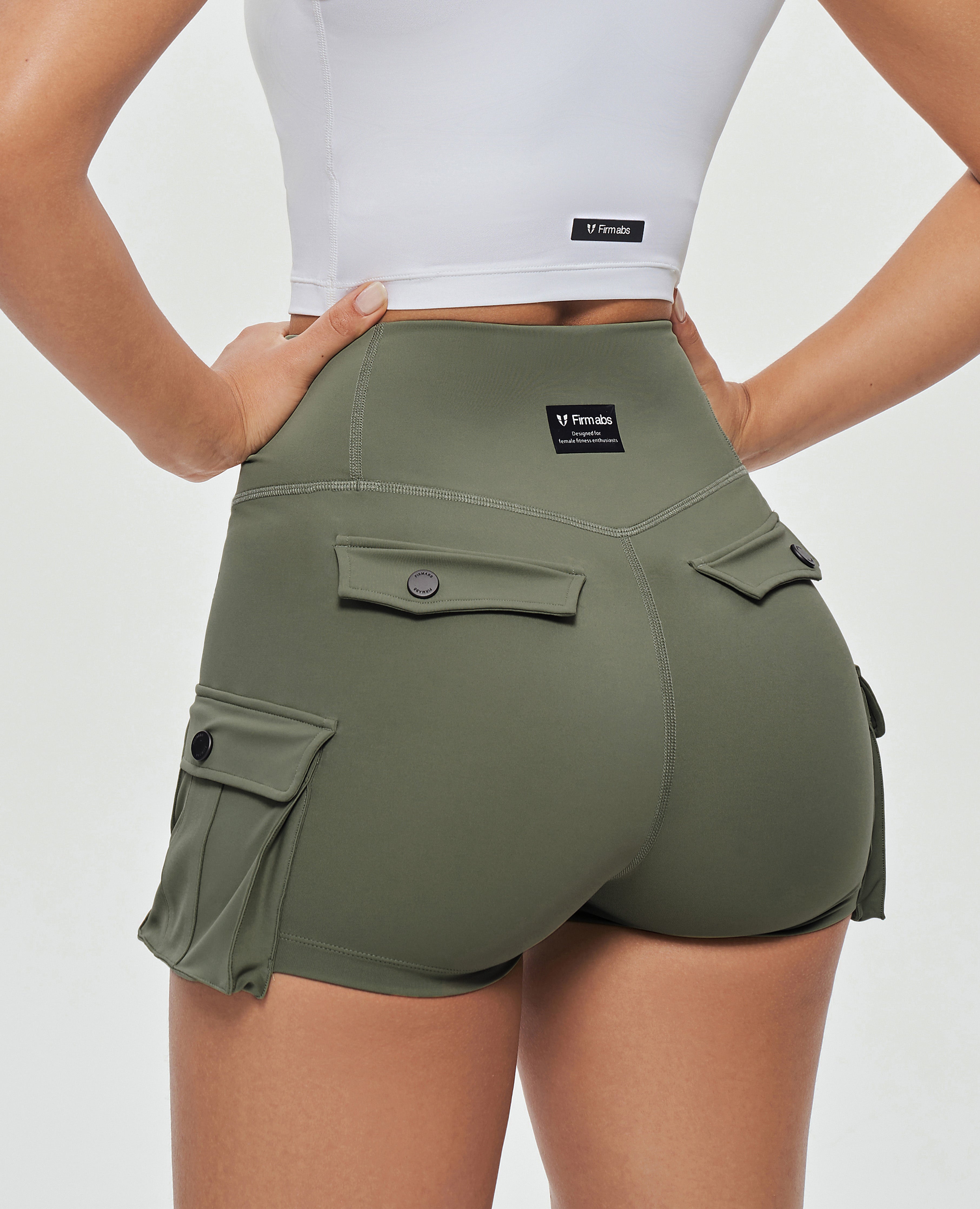 FIRM ABS Scrunch Butt Cargo Shorts - Olive Green - view 6