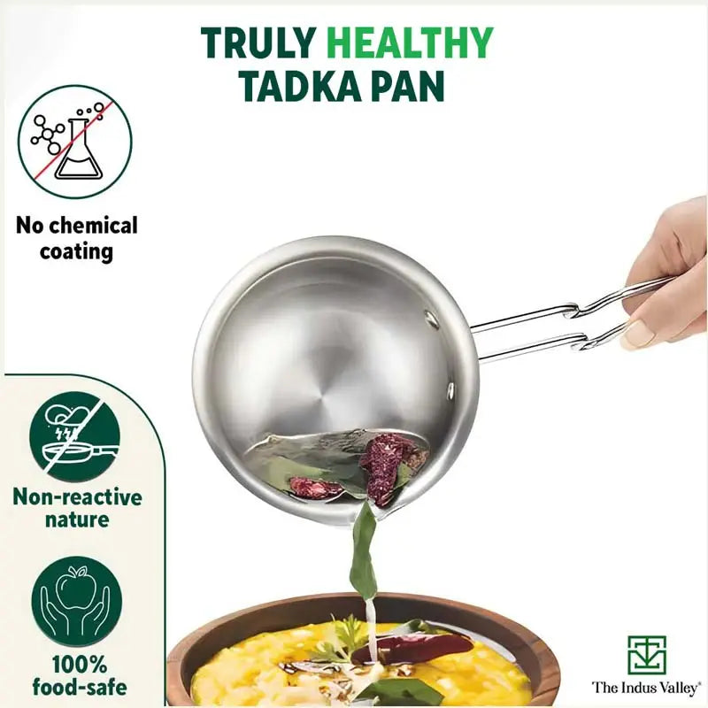 The Indus Valley TurboCuk Triply Stainless Steel Tadka Pan for Spice Seasoning/Heating, Premium Quality, 3 Layer Thick Body, 100% Toxin-free, Non-stic - view 3