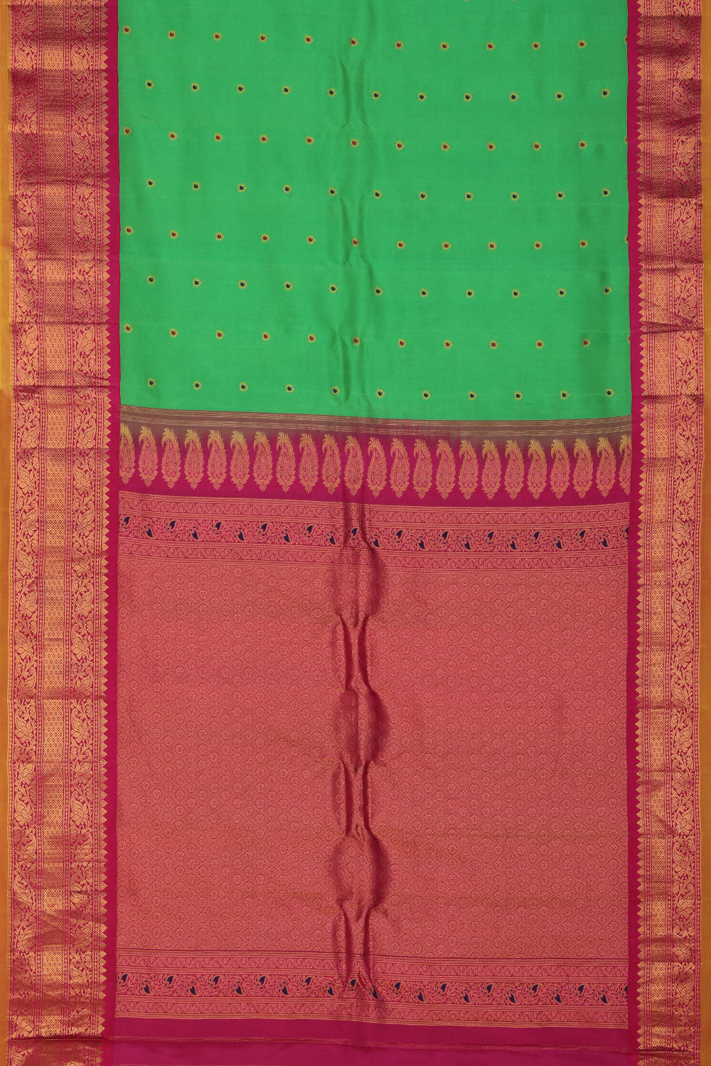 Kalanjali Gadwal Silk Green Saree – Women's - view 3