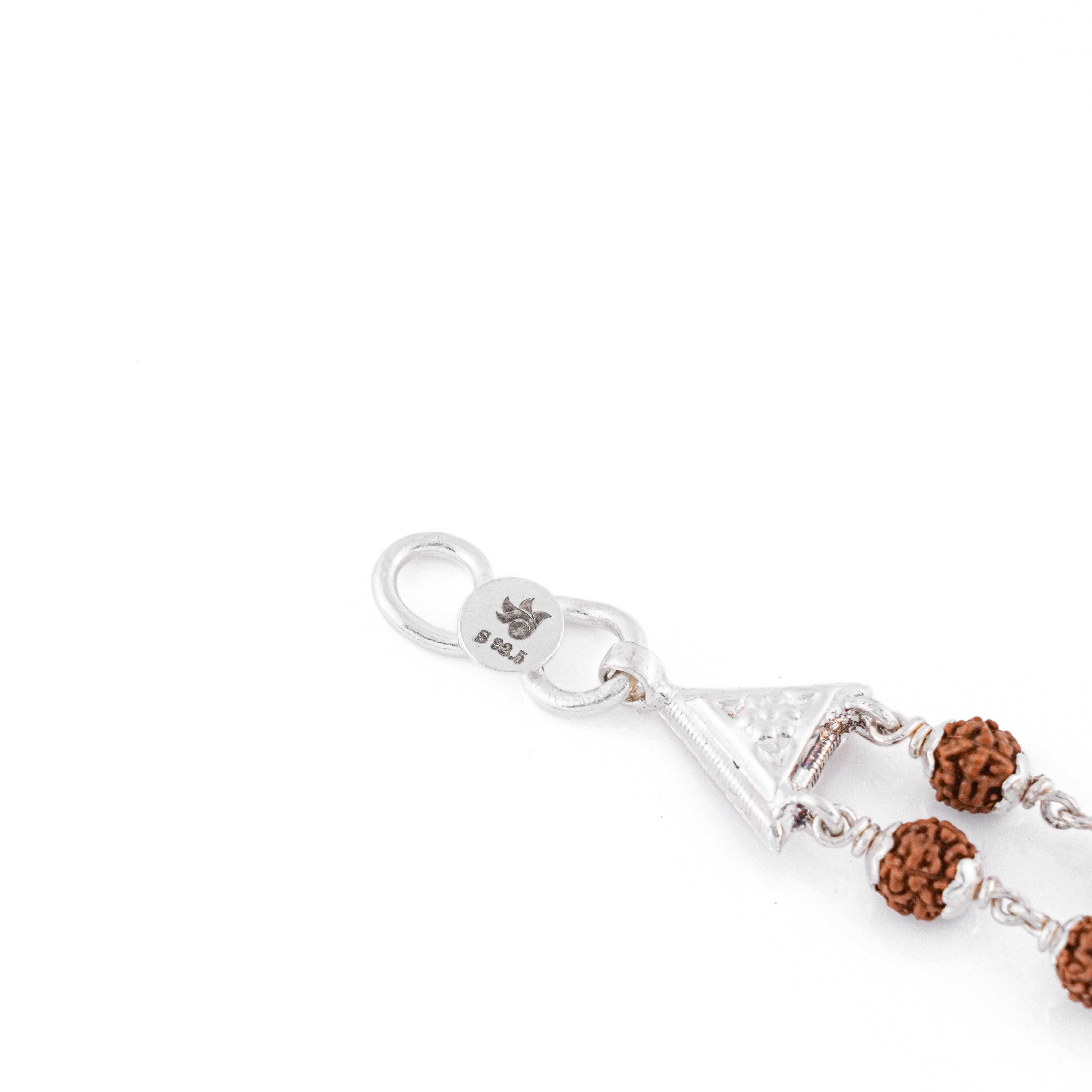 Prinjal Jewellers Rudraksha Silver Two Om double line bracelet - view 5