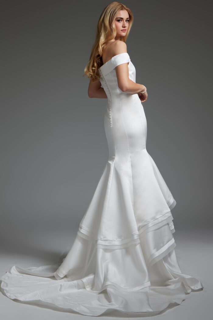 Jovani JB40790 Long Mermaid Wedding Dress – Off-White - view 2