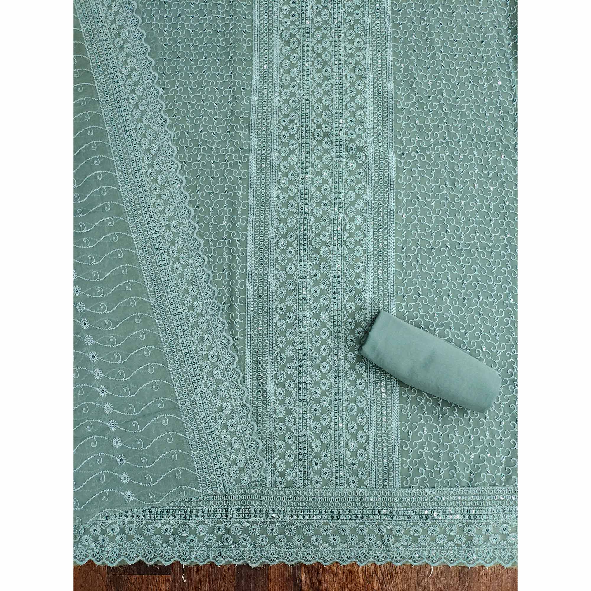 BlackTree grey-lucknowi-embroidered-georgette-suit - view 5