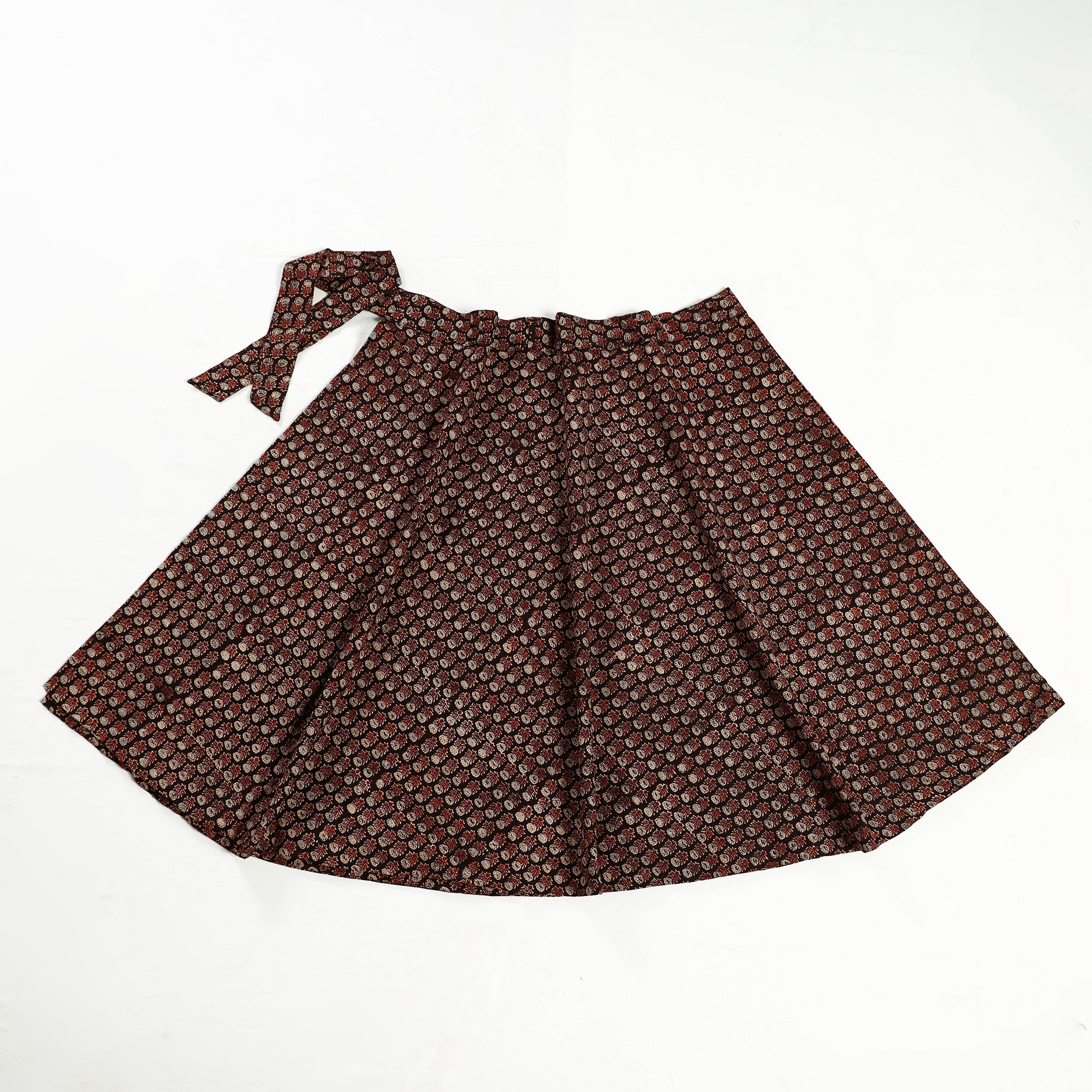 NOORI BAZAR Black - Ajrakh Block Printed Cotton Wrap Around Skirt - view 2