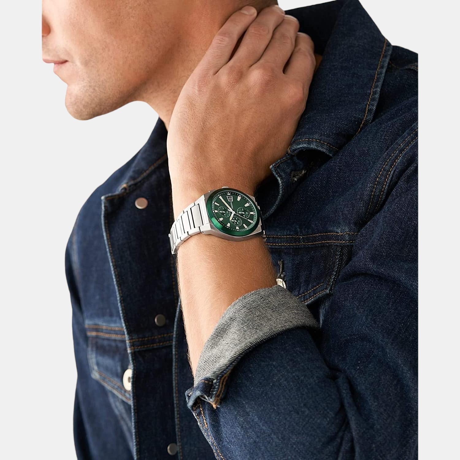 Fossil Everett Men Quartz Silver Dial Chronograph Stainless Steel Watch FS5964 - view 4