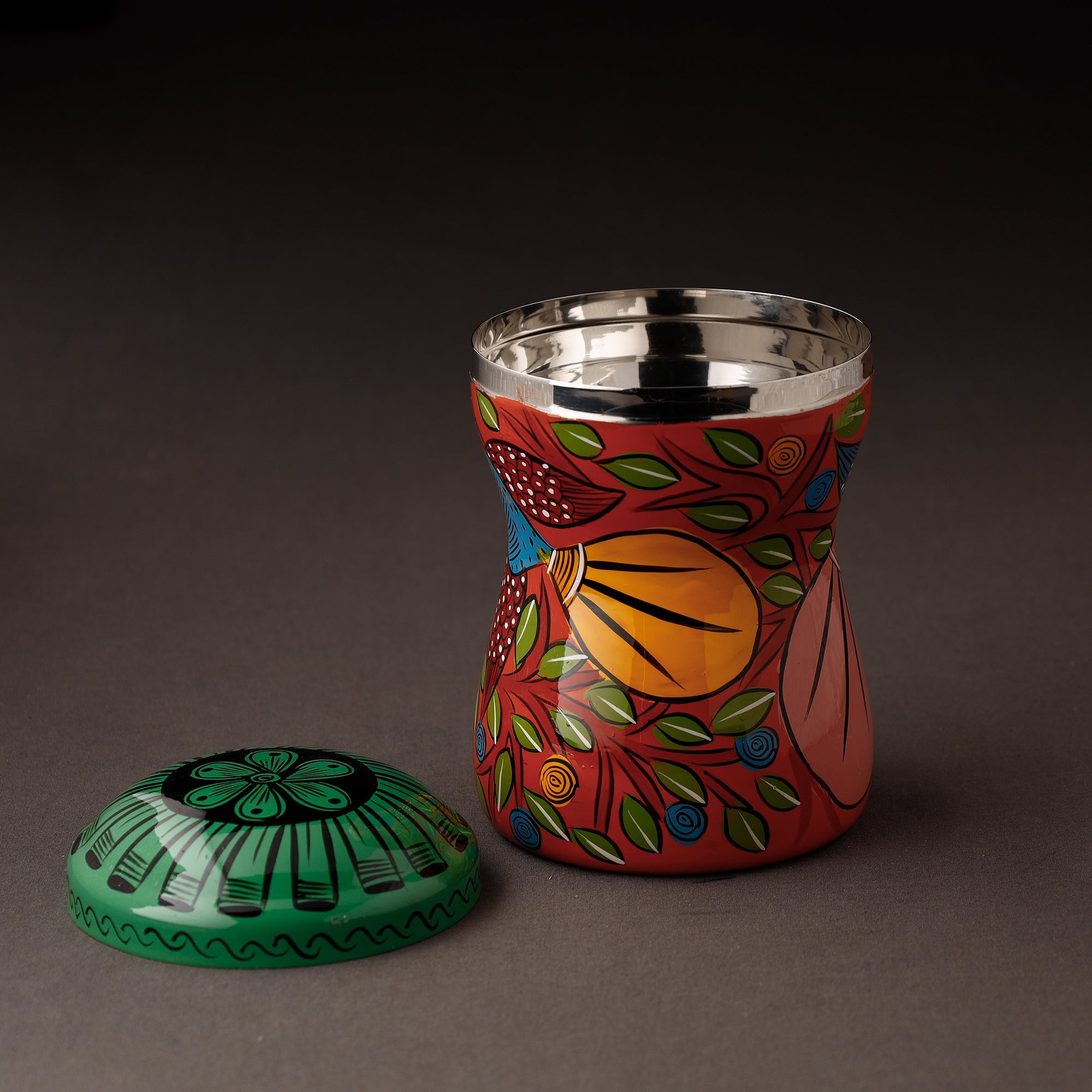 AAYAAS Bengal Patua Handpainted Stainless Steel Multi Utility Container - view 2