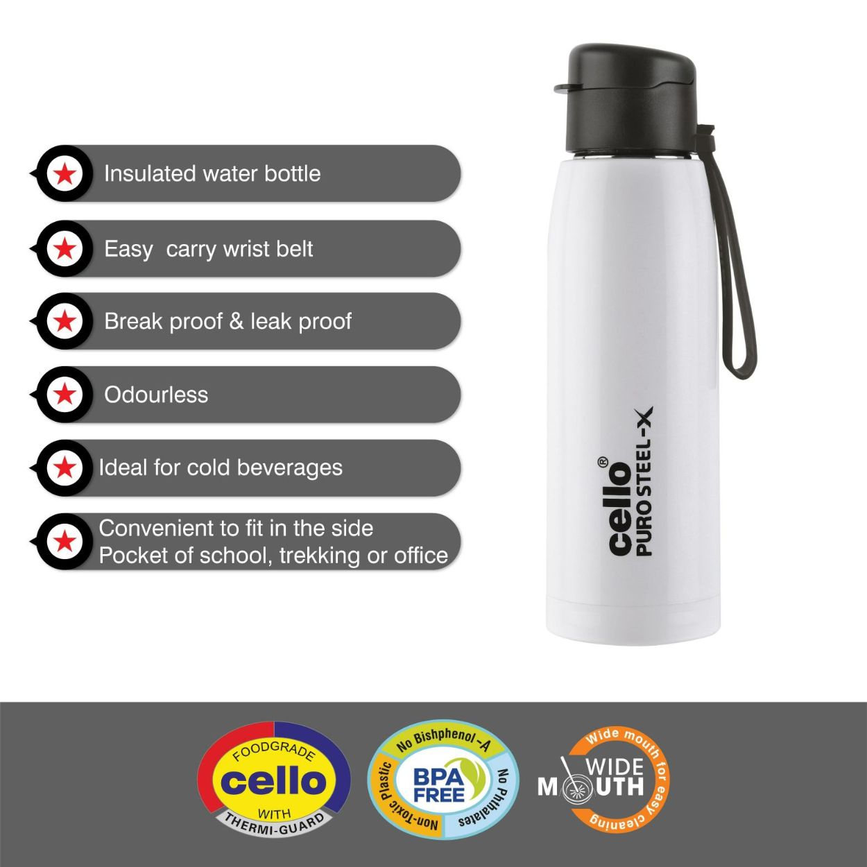 Cello Puro Steel-X Cooper 600 Water Bottle, 630ml - view 18