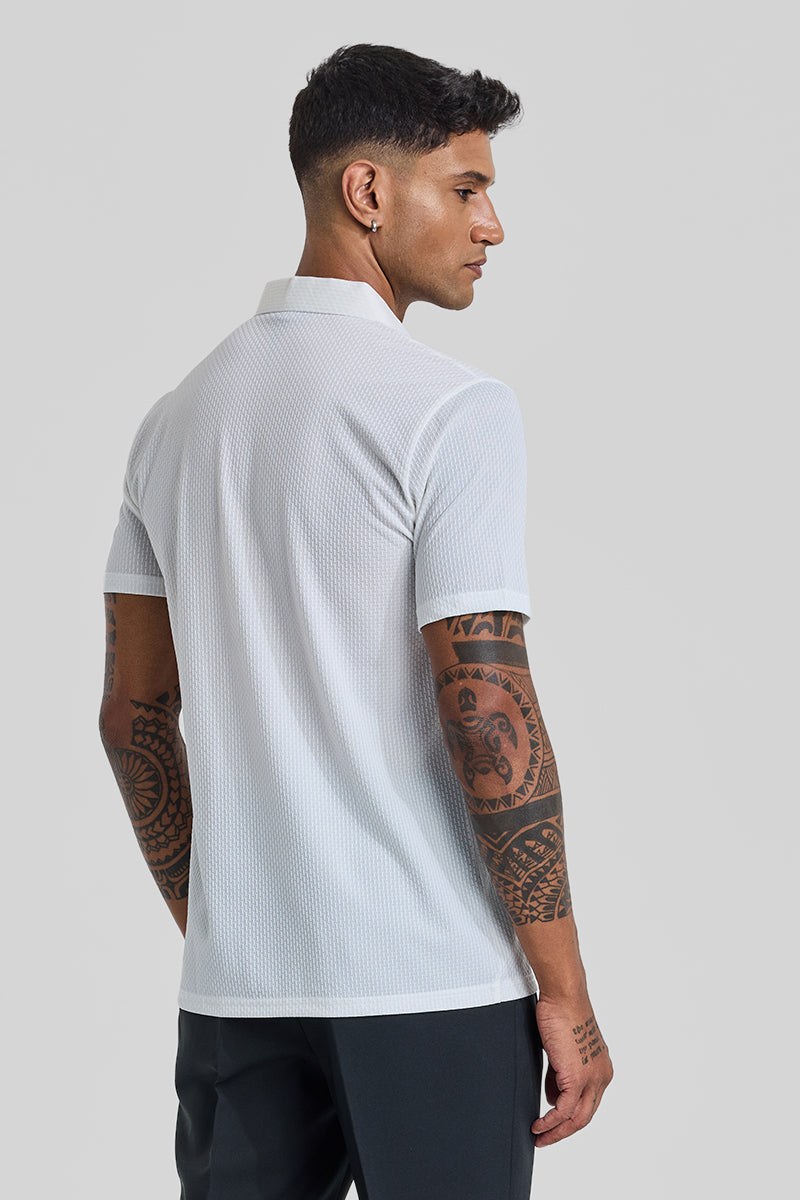 SNITCH White Textured Polo T-Shirt - view 7