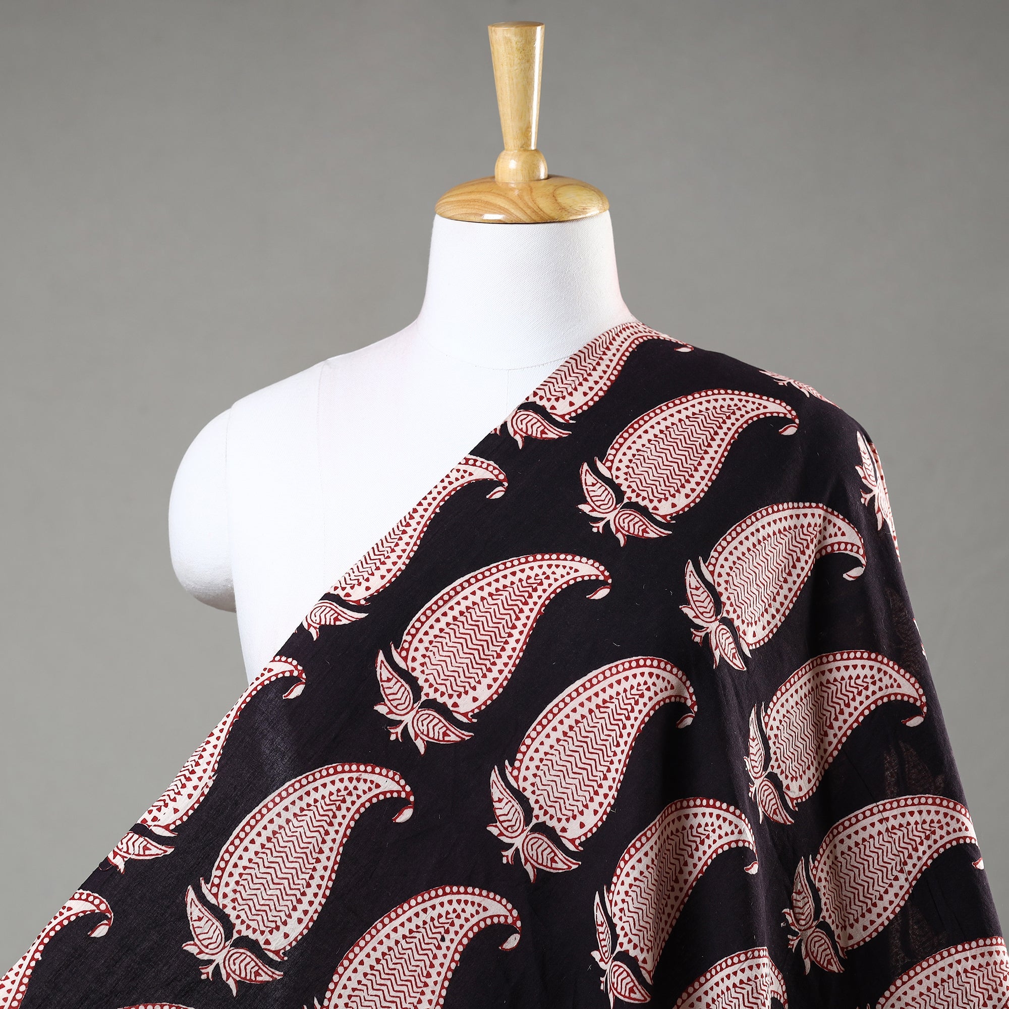 BAGH PRINTS BY UMAR FARUK KHATRI Black - Bagh Hand Block Printed Cotton Fabric