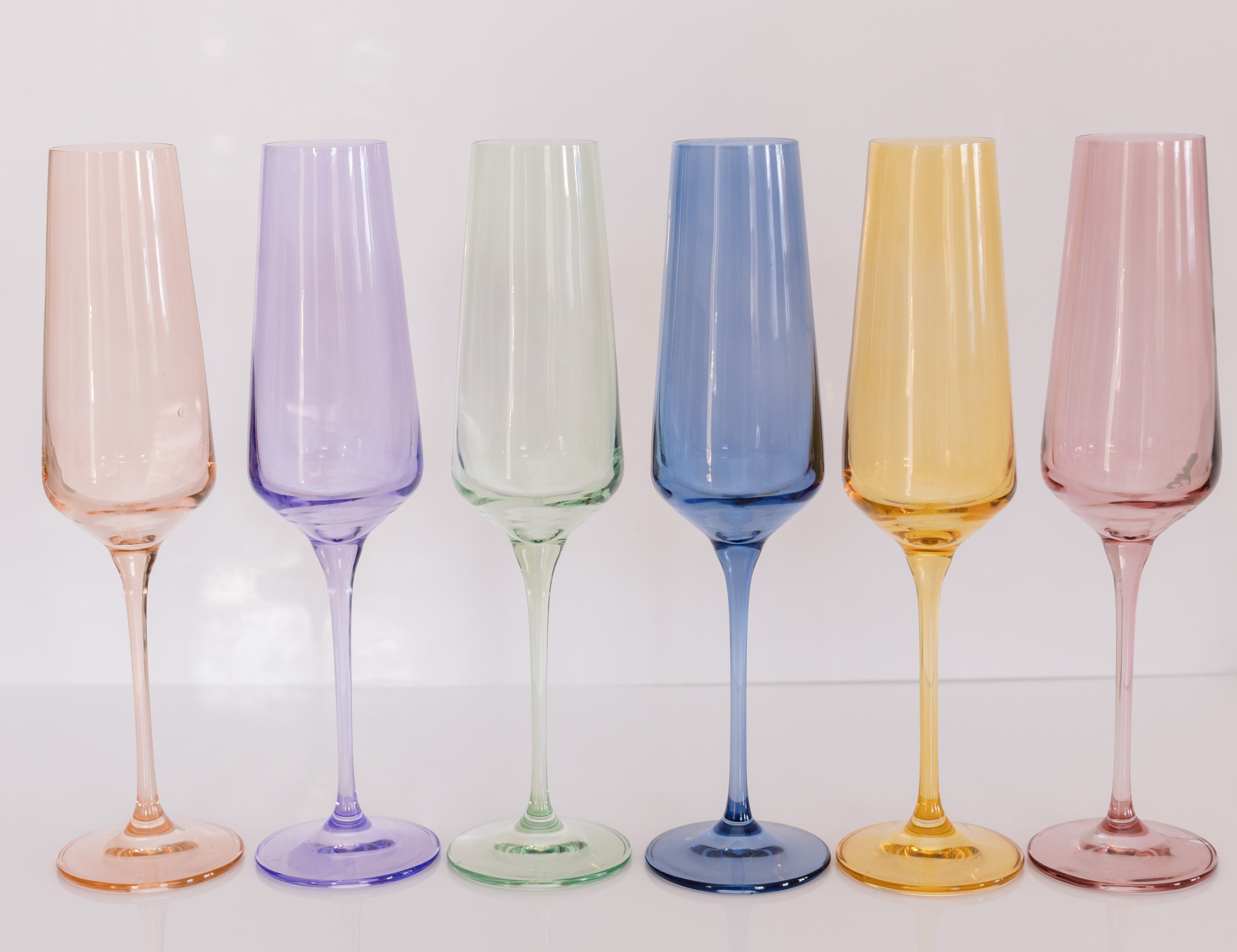 Estelle Colored Glass Estelle Colored Champagne Flute - Set of 6 {Pastel Mixed Set} - view 3