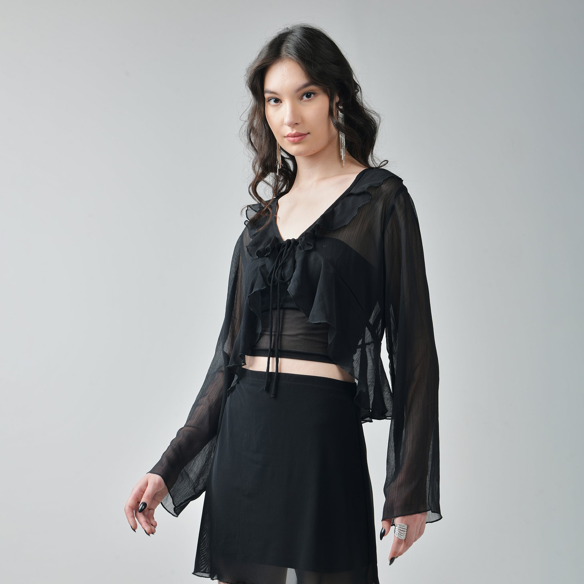 IZF Black Ruffle Shrug