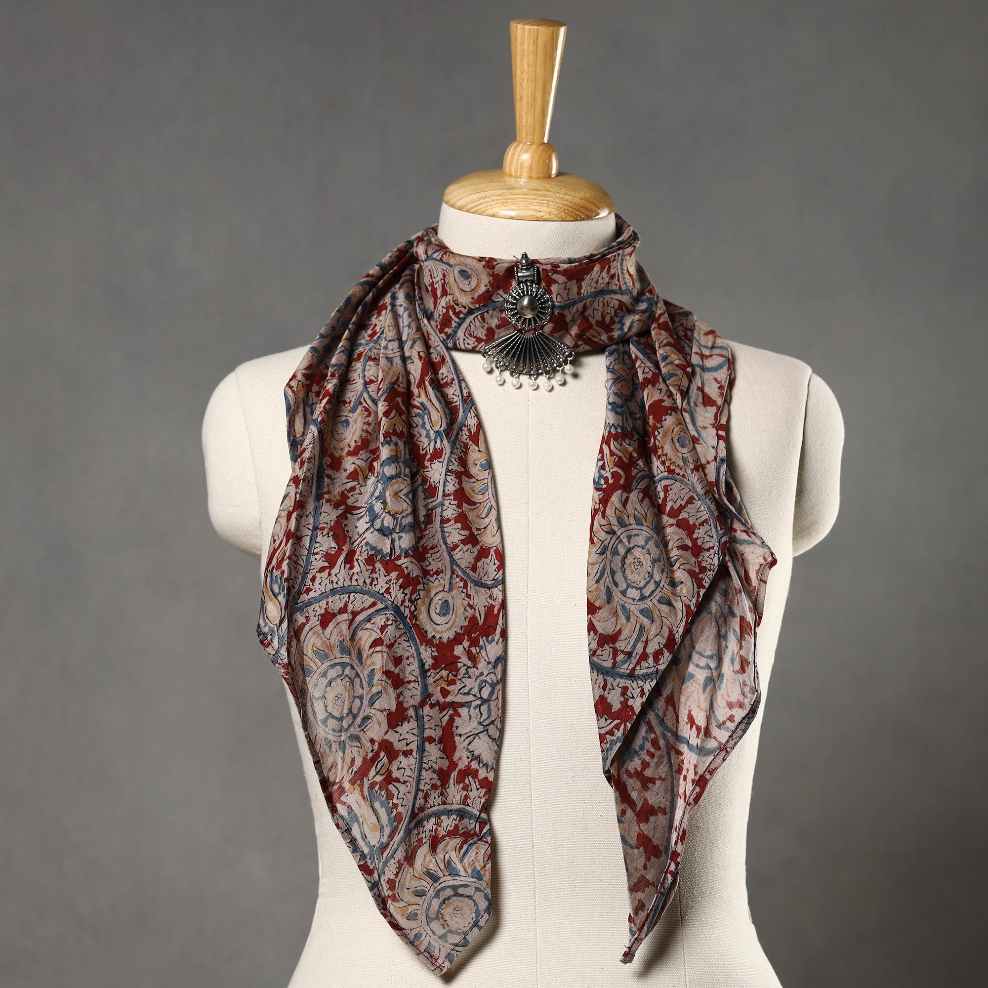 HAVELI CHRONICLES Block Printed Modal Silk Pendant Necklace Scarf 43